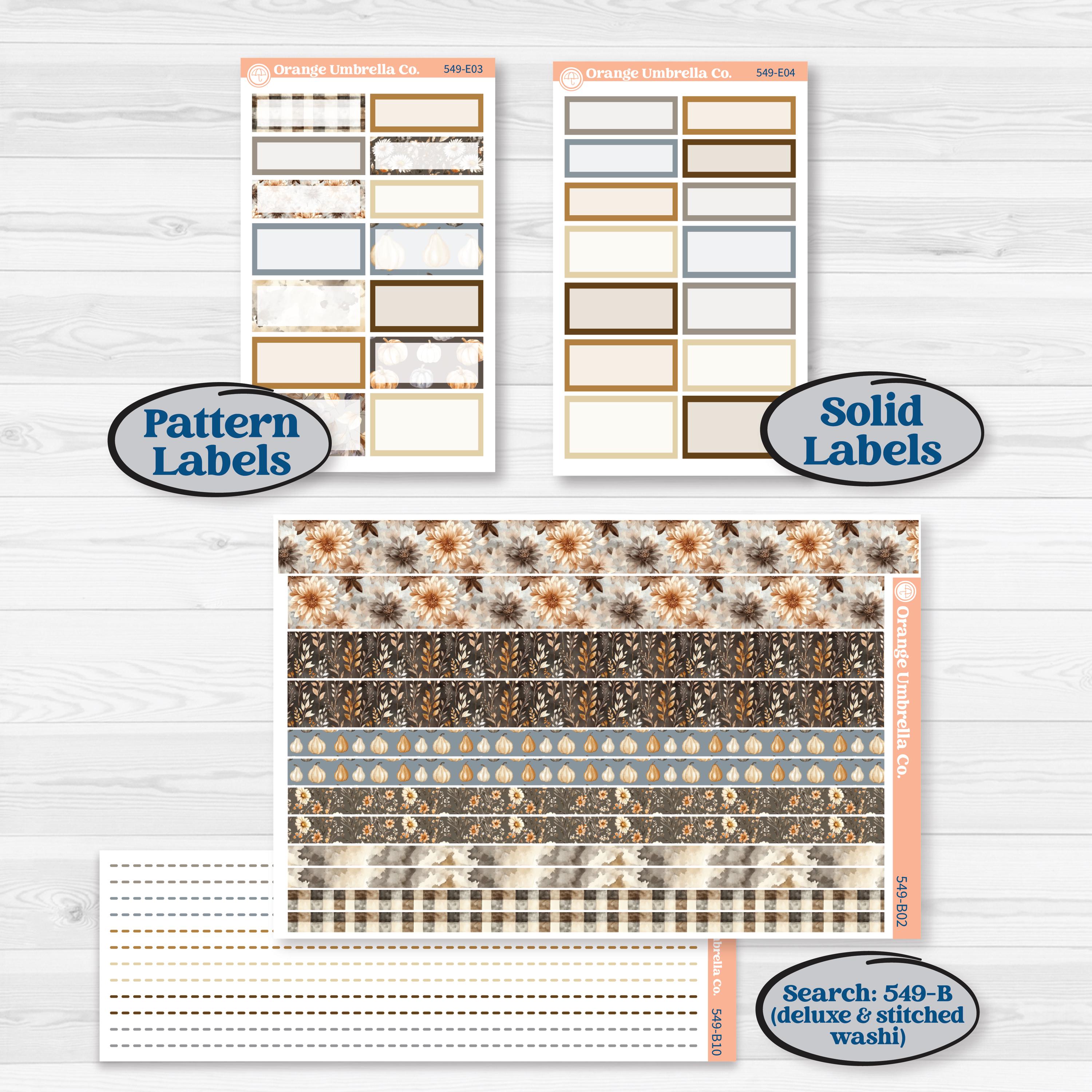 Blue Autumn Planner Kit | Hobonichi Cousin Weekly & Daily Planner Kit Stickers | Farmhouse Fall | KIT-549-E