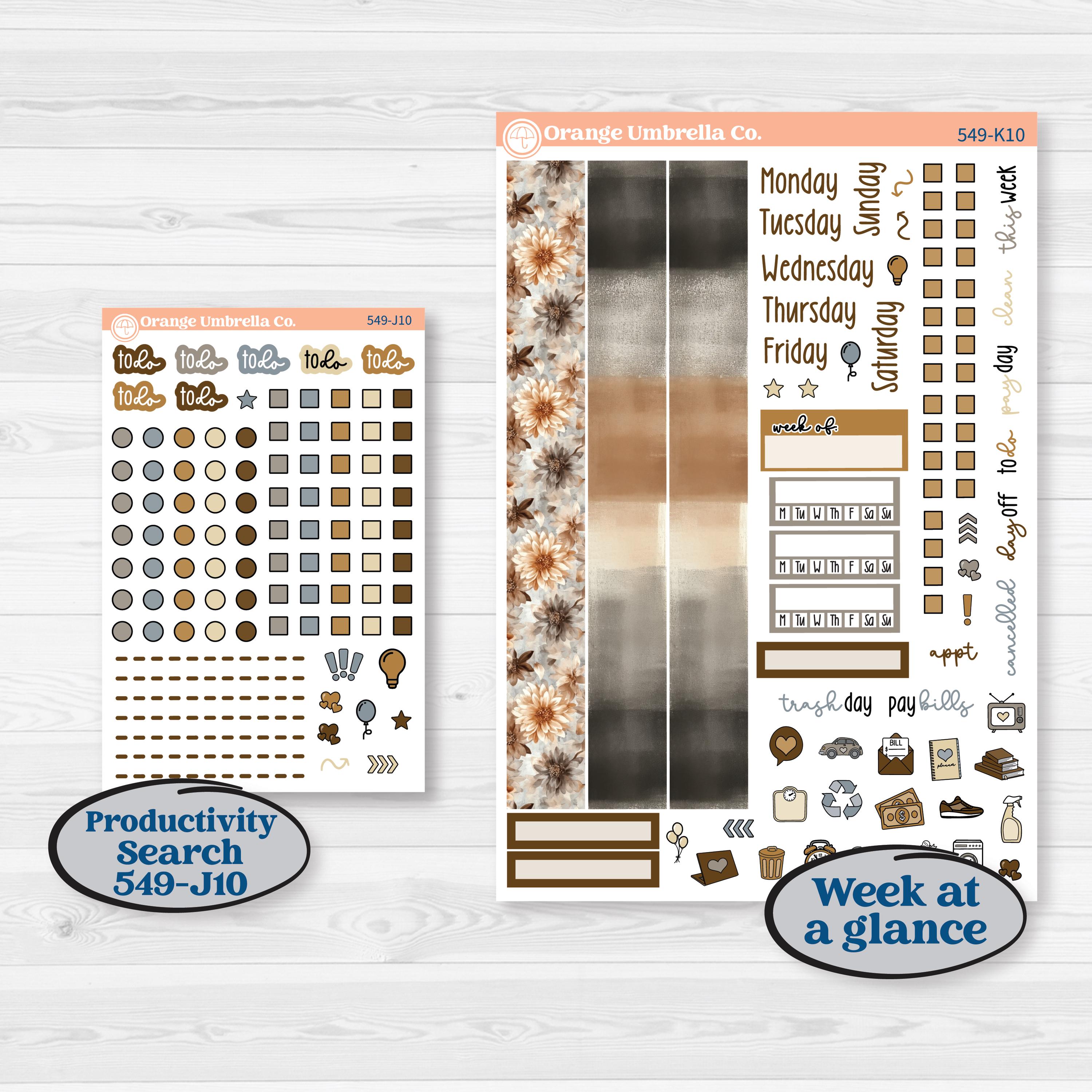 Blue Autumn Planner Kit | 7x9 Erin Condren Daily Duo Planner Kit Stickers | Farmhouse Fall | KIT-549-K