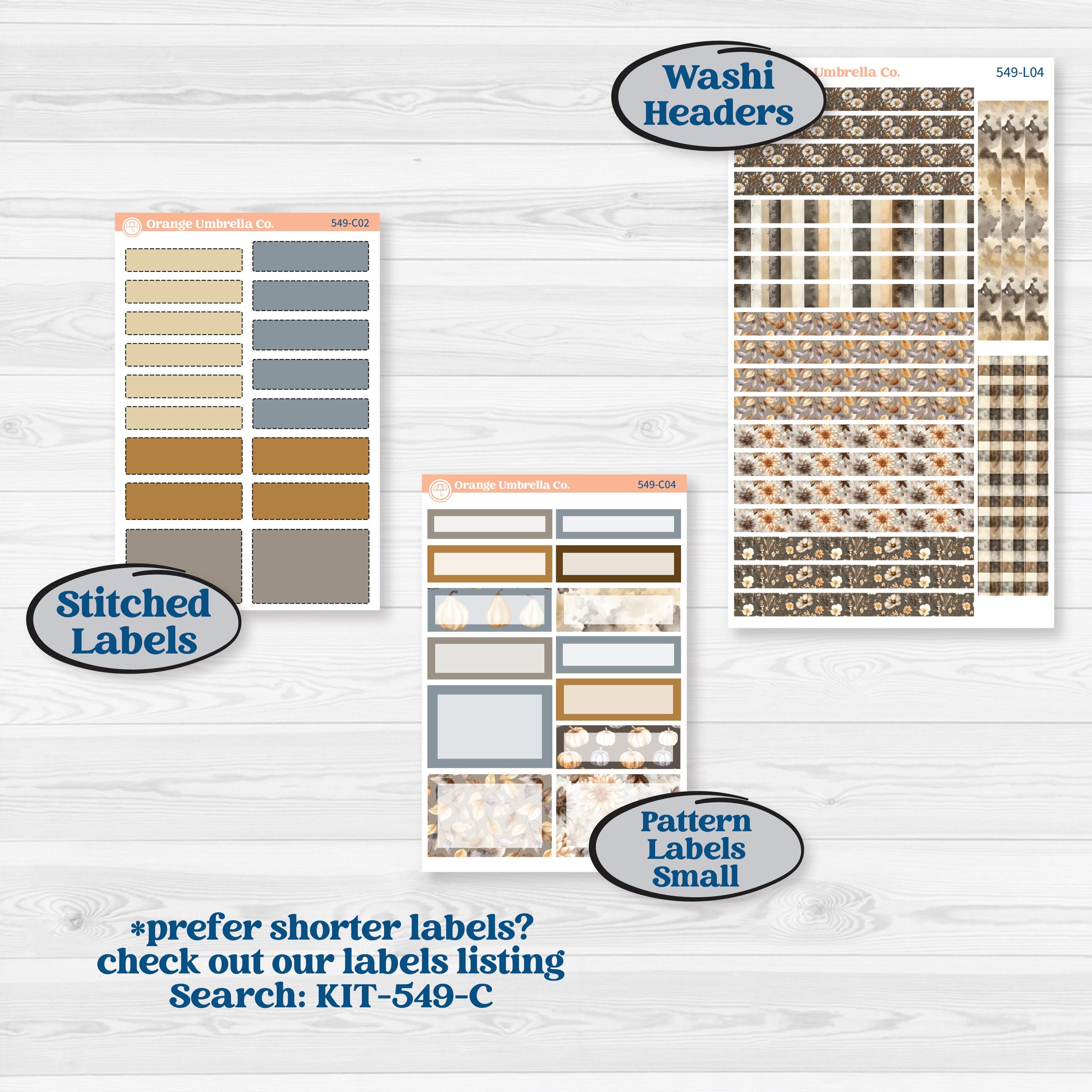 Blue Autumn Planner Kit | 7x9 Plum Daily Planner Kit Stickers | Farmhouse Fall | KIT-549-L