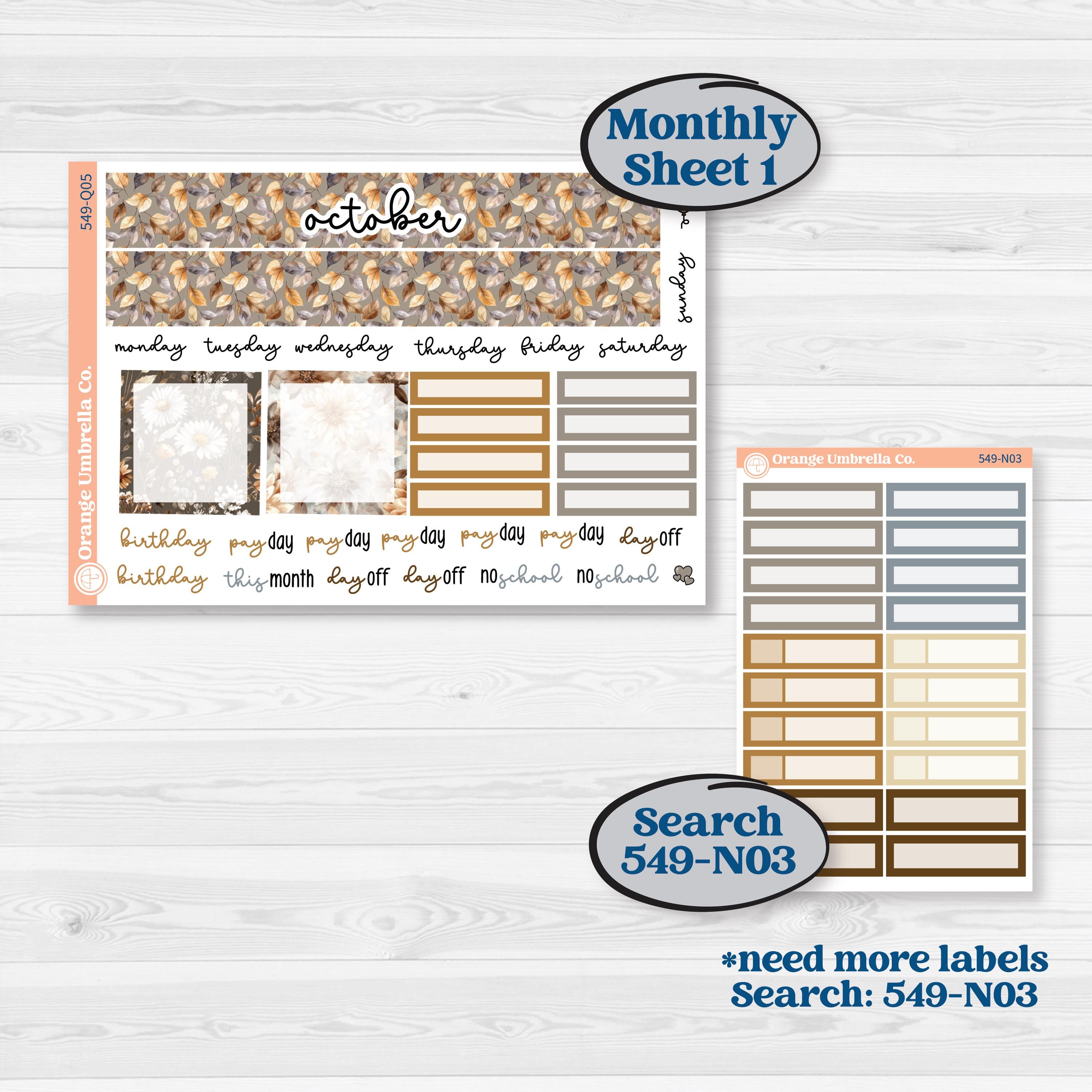 Blue Autumn Planner Kit | 7x9 Plum Monthly & Dashboard Planner Kit Stickers | Farmhouse Fall | KIT-549-Q