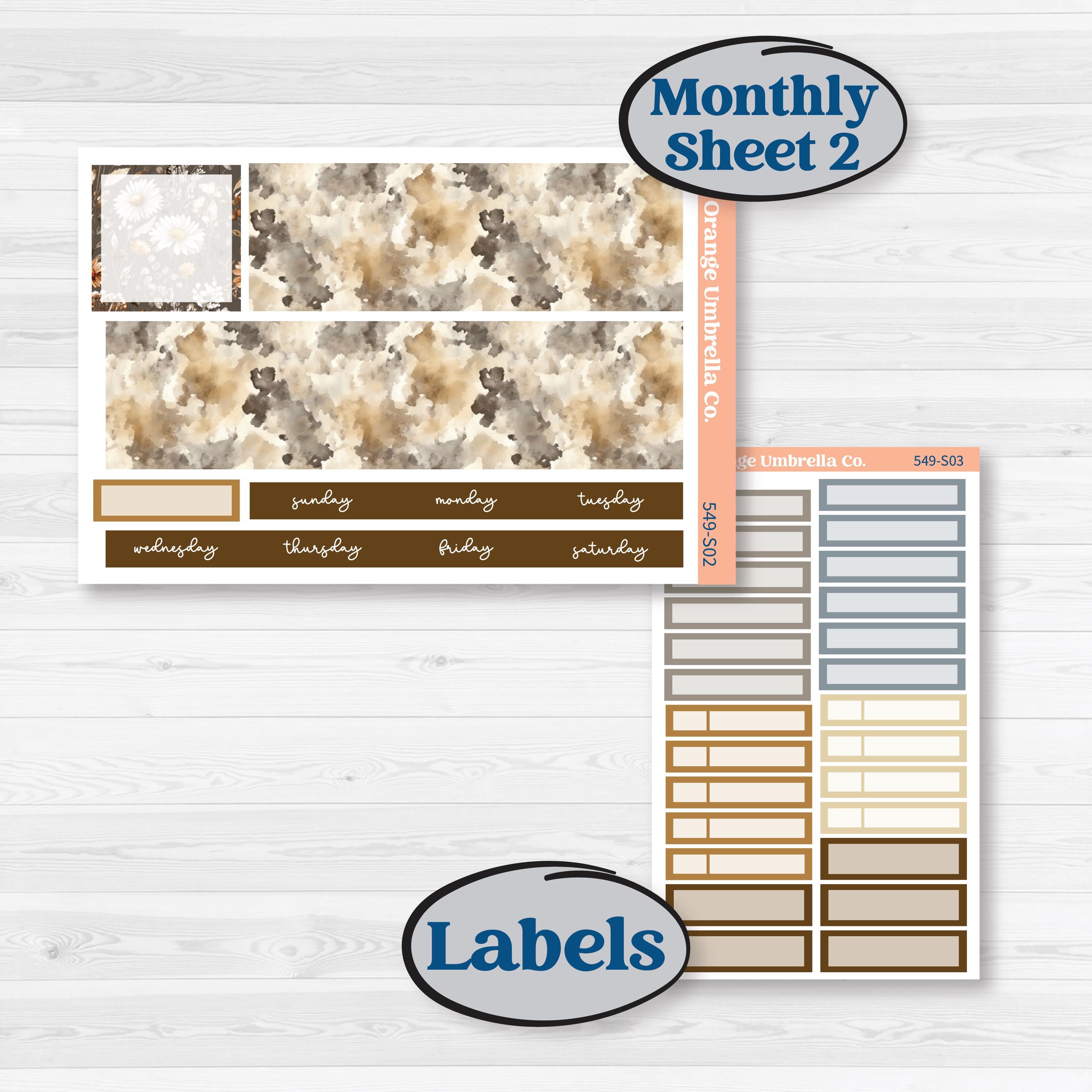 Blue Autumn Planner Kit | Hobonichi Cousin Monthly Planner Kit Stickers | Farmhouse Fall | KIT-549-S