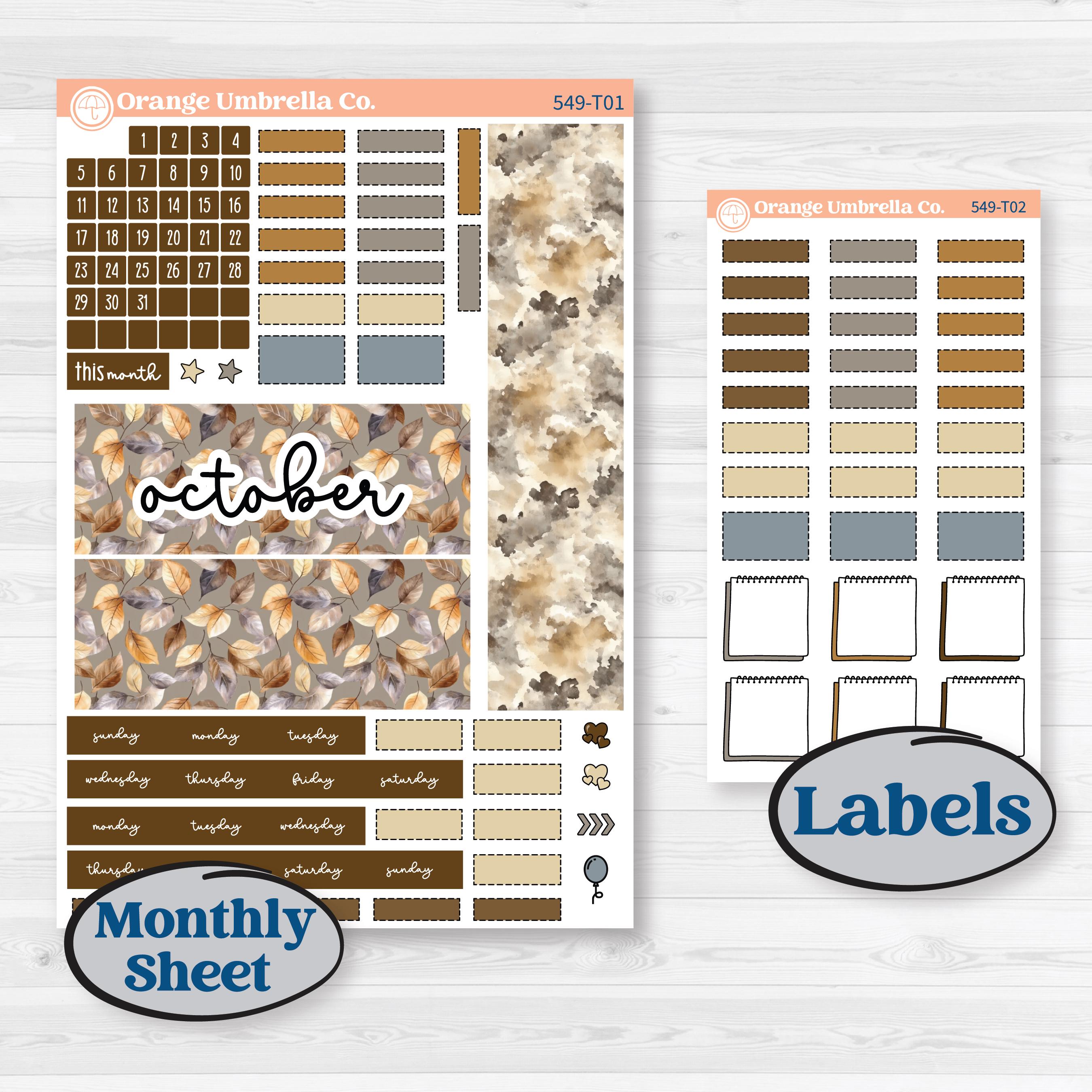 Blue Autumn Planner Kit | Hobonichi Weeks Monthly Planner Kit Stickers | Farmhouse Fall | KIT-549-T