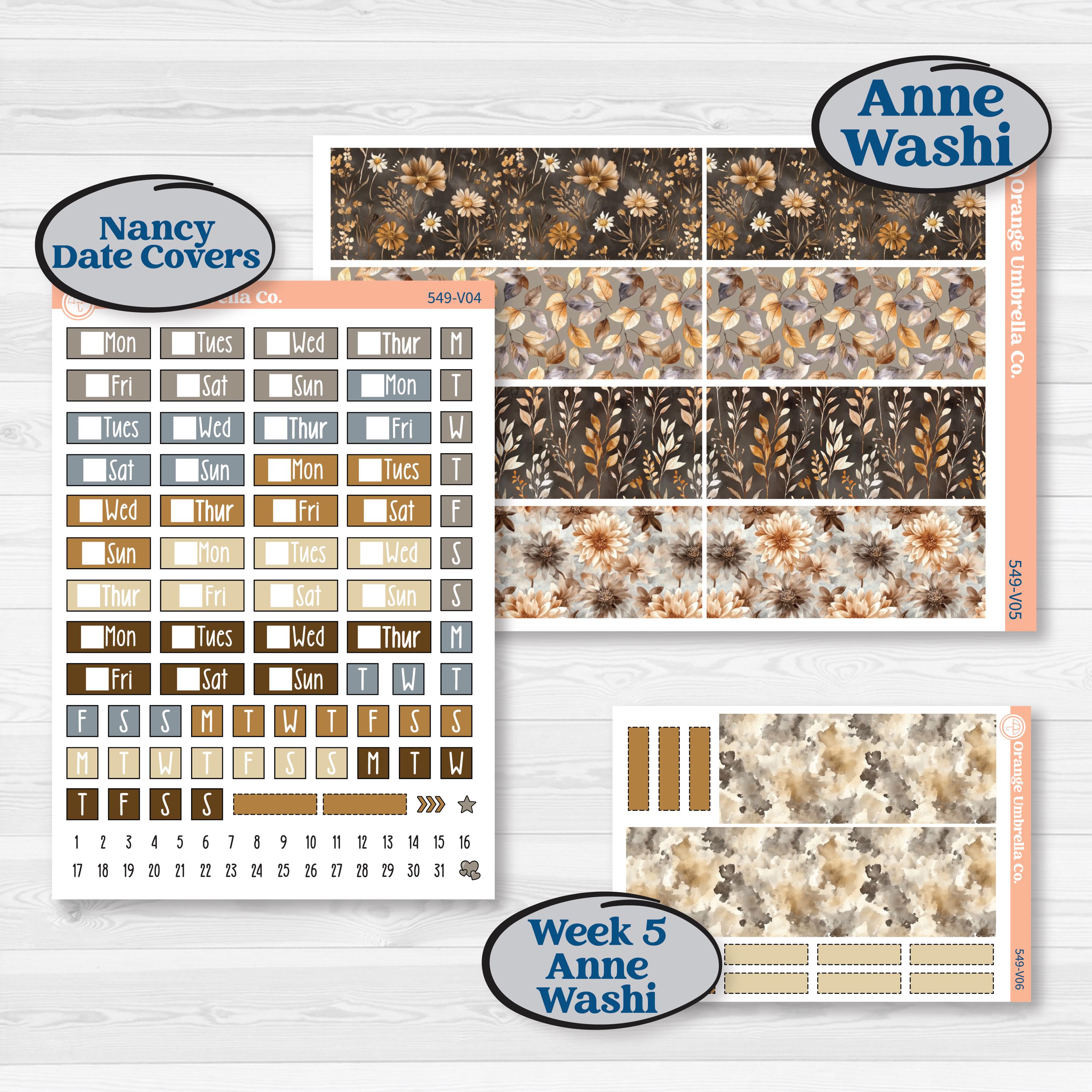 Blue Autumn Planner Kit | Laurel Denise Nancy Large & Anne Large Planner Kit Stickers | Farmhouse Fall | KIT-549-V