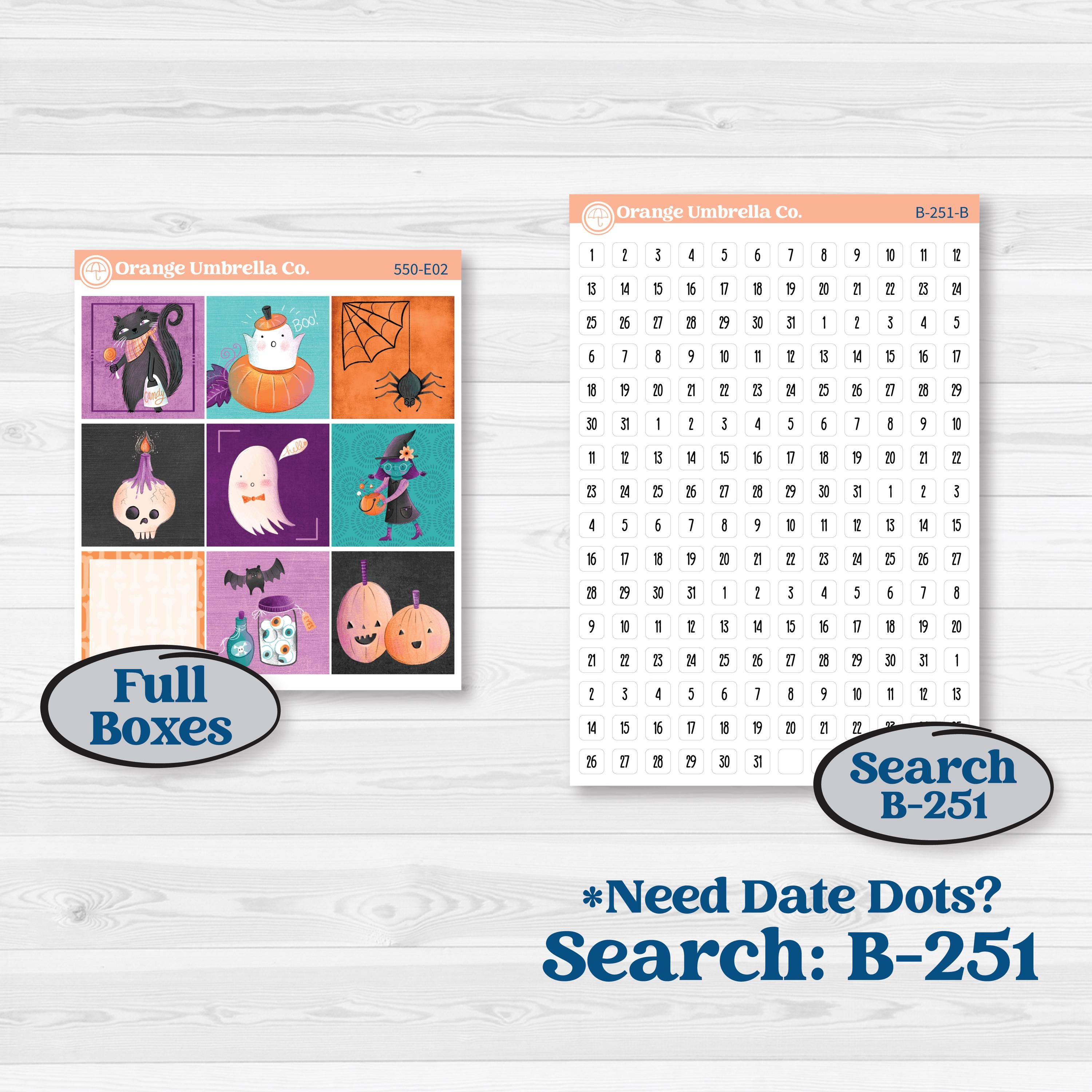 Halloween Planner Kit | Hobonichi Cousin Weekly & Daily Planner Kit Stickers | Sweetly Spooky | KIT-550-E
