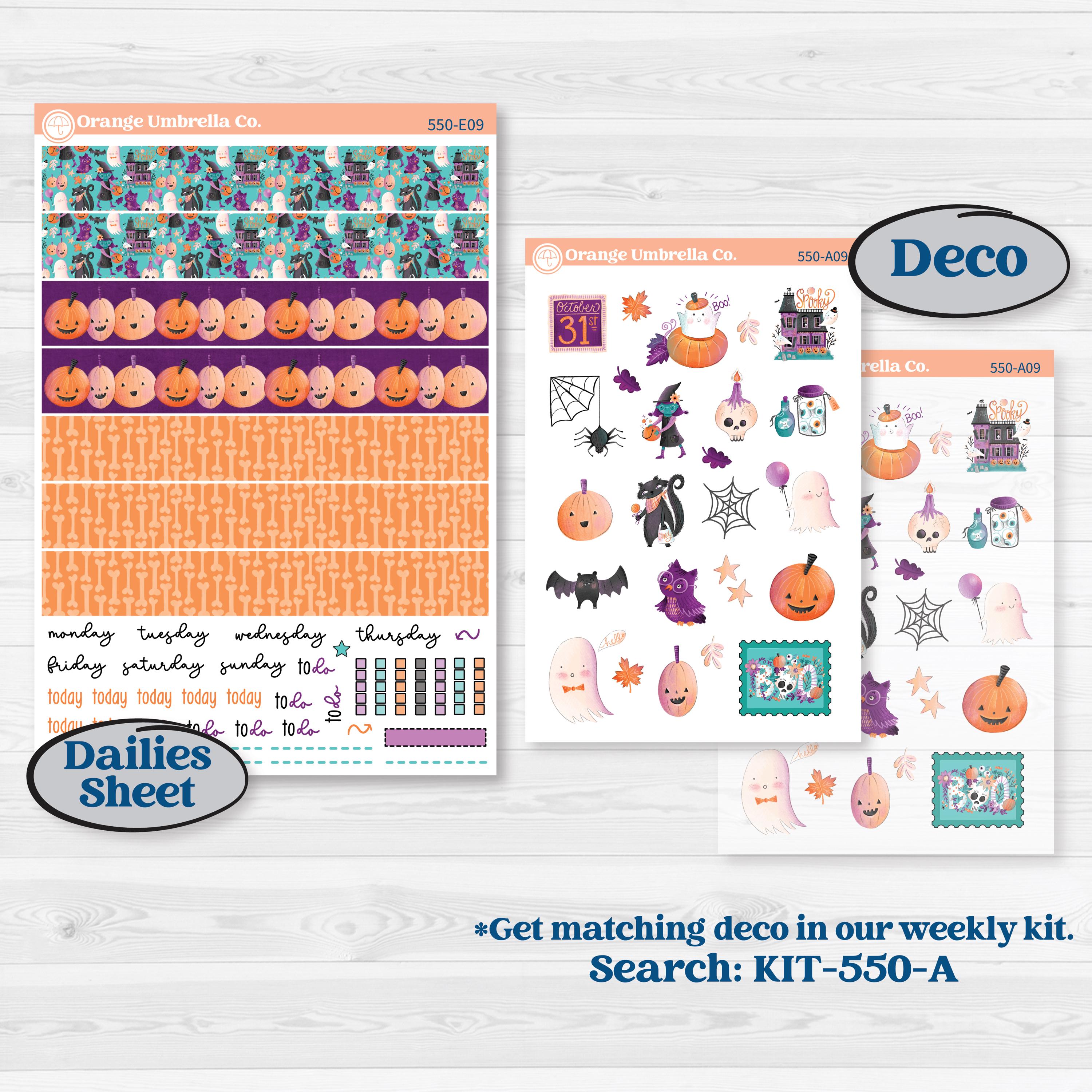 Halloween Planner Kit | Hobonichi Cousin Weekly & Daily Planner Kit Stickers | Sweetly Spooky | KIT-550-E