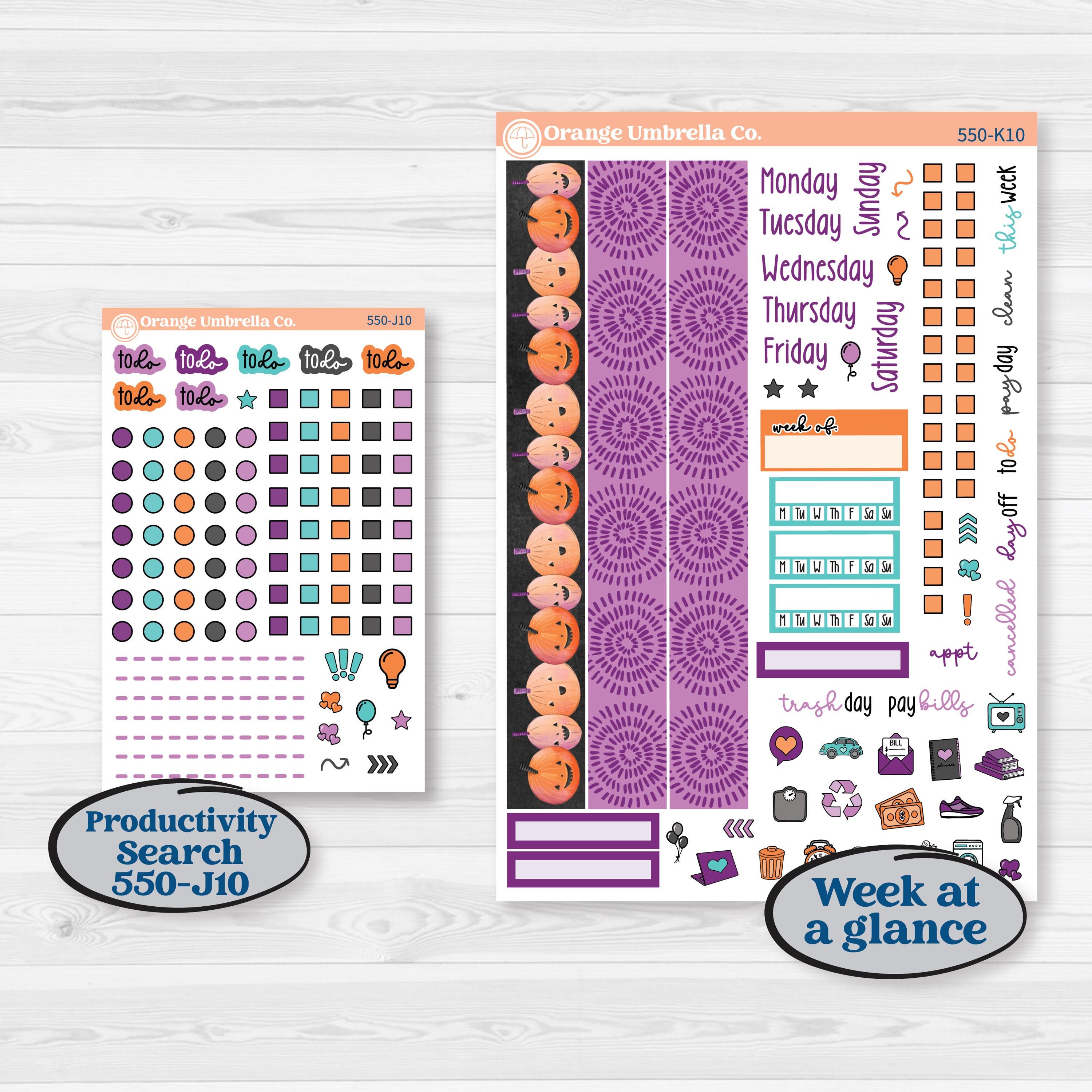 Halloween Planner Kit | 7x9 Erin Condren Daily Duo Planner Kit Stickers | Sweetly Spooky | KIT-550-K