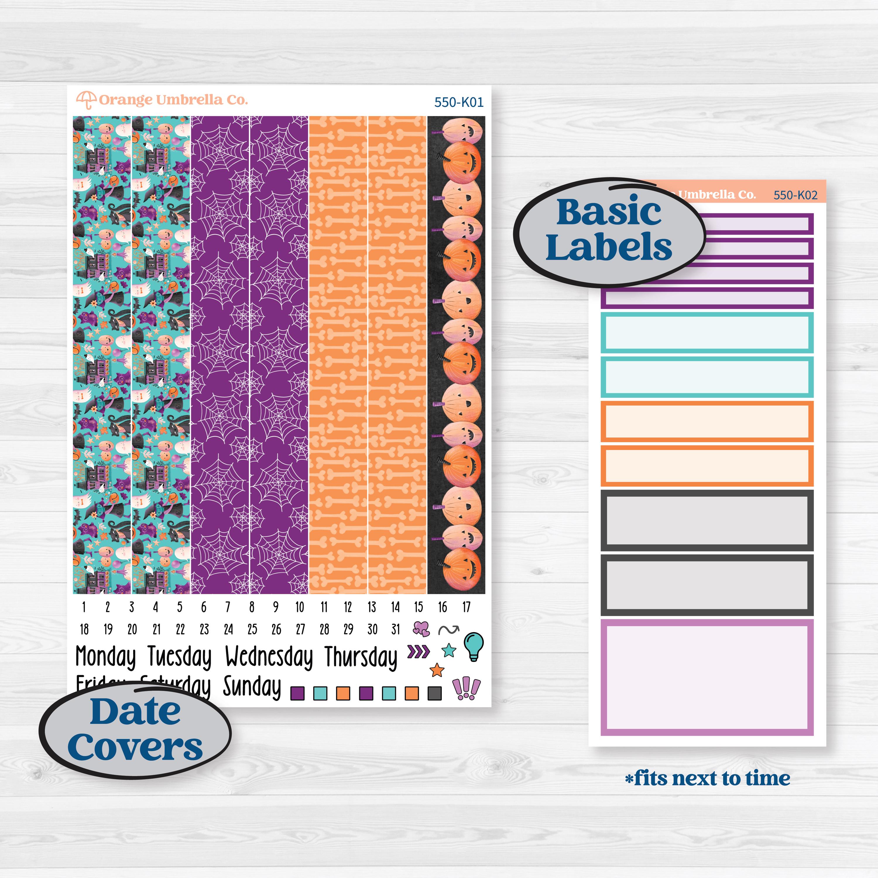 Halloween Planner Kit | 7x9 Erin Condren Daily Duo Planner Kit Stickers | Sweetly Spooky | KIT-550-K
