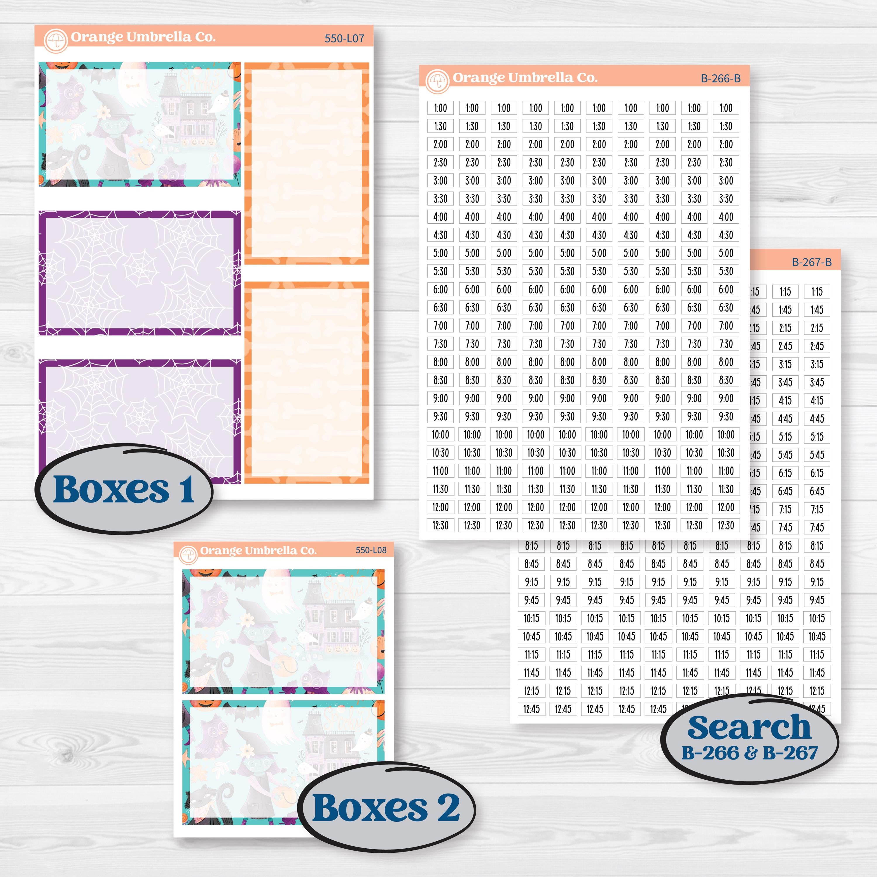 Halloween Planner Kit | 7x9 Plum Daily Planner Kit Stickers | Sweetly Spooky | KIT-550-L
