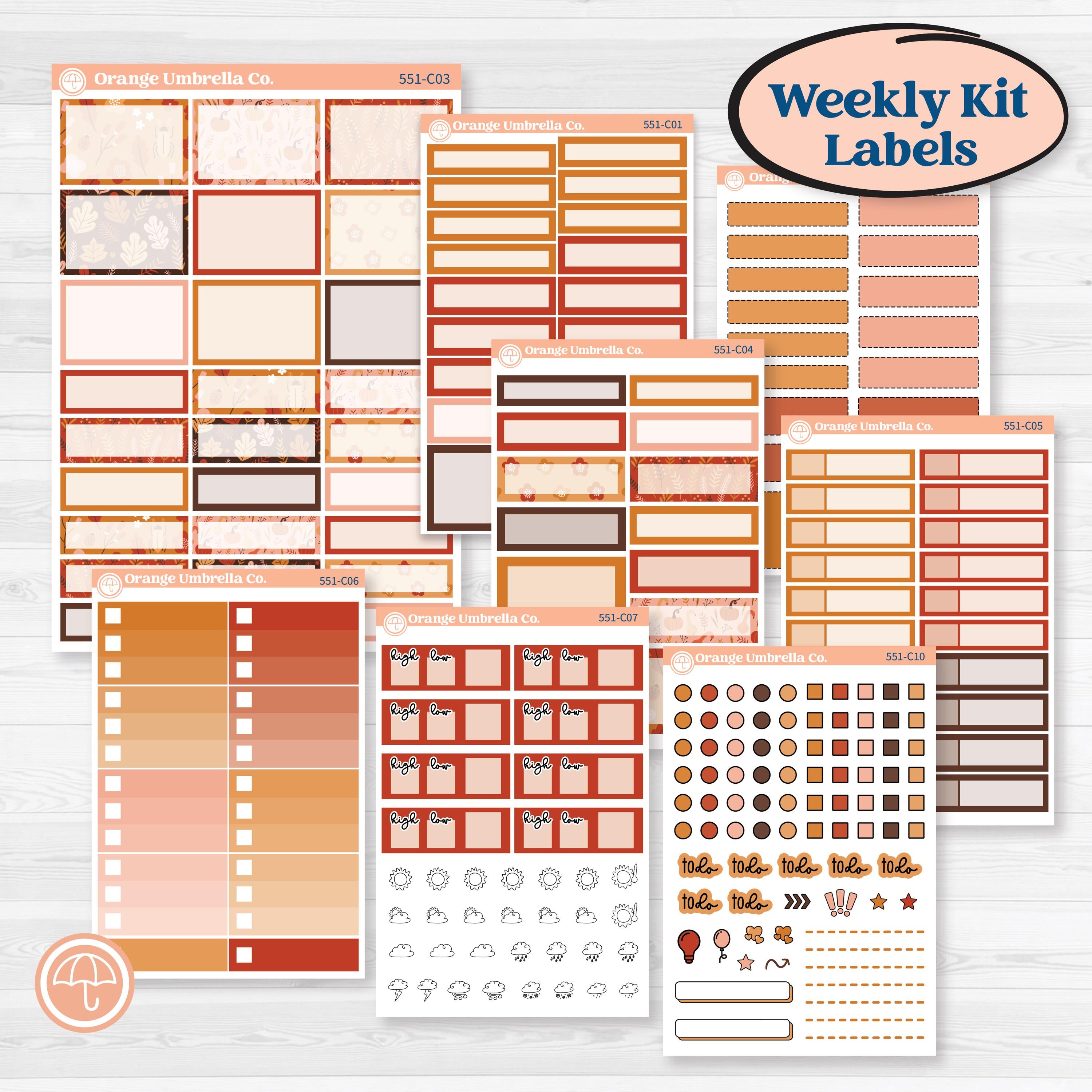 Fall Planner Kit | Weekly Add-On Labels Planner Kit Stickers | Autumn Folk | KIT-551-C