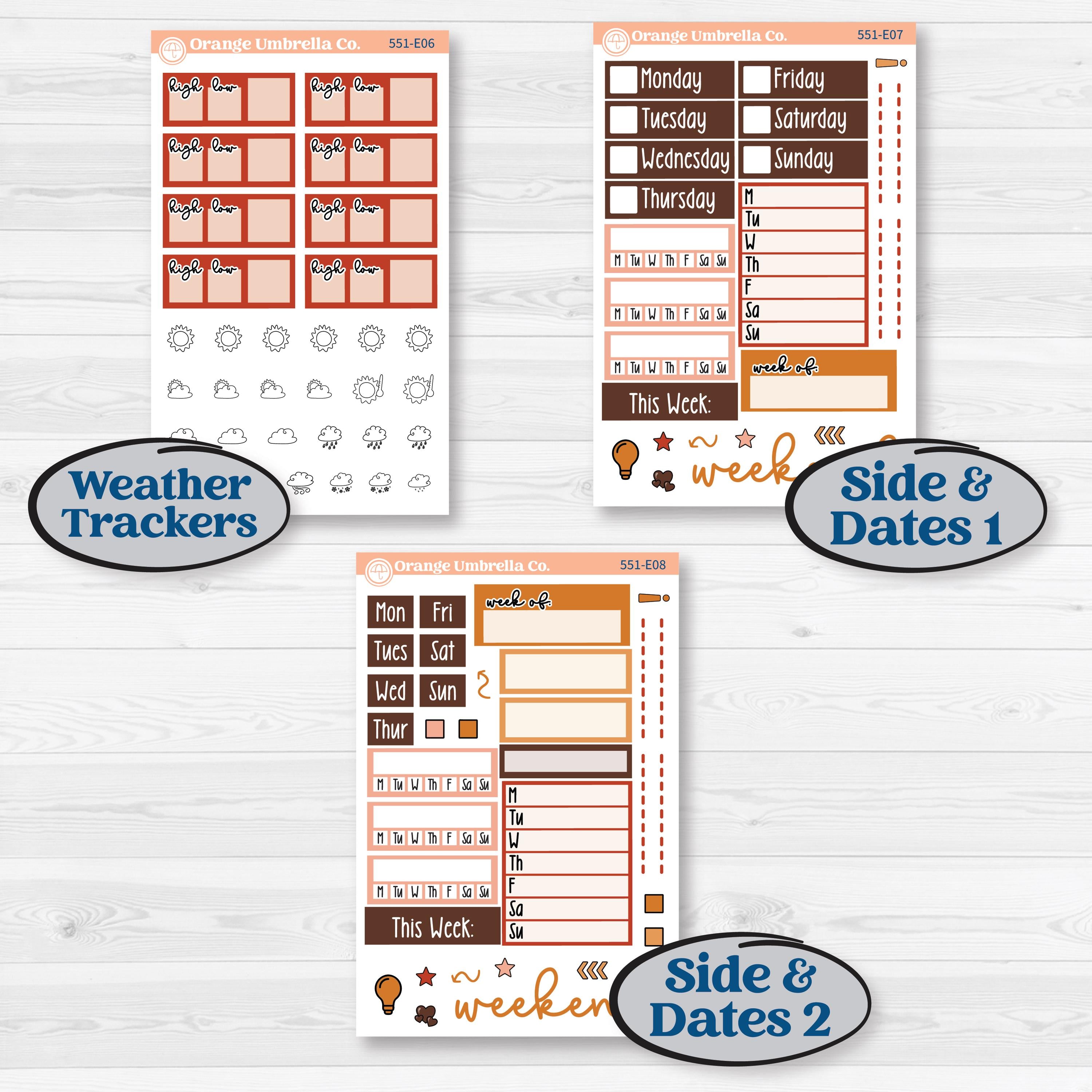 Fall Planner Kit | Hobonichi Cousin Weekly & Daily Planner Kit Stickers | Autumn Folk | KIT-551-E