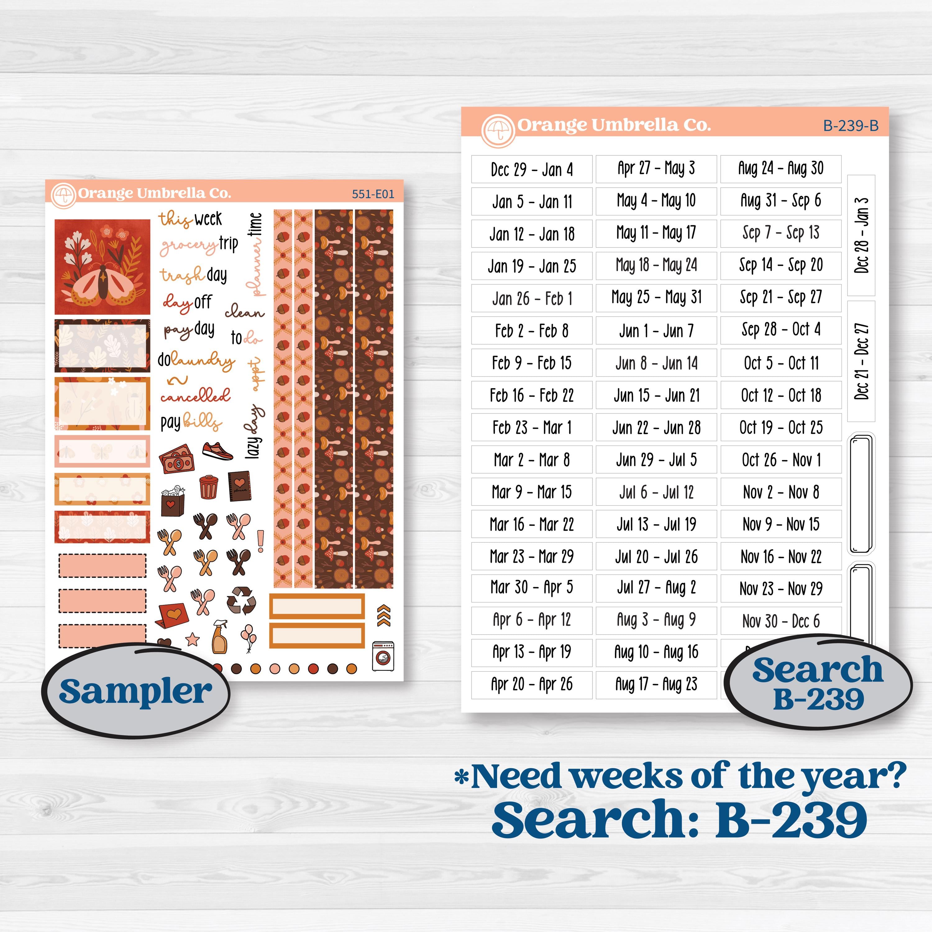 Fall Planner Kit | Hobonichi Cousin Weekly & Daily Planner Kit Stickers | Autumn Folk | KIT-551-E
