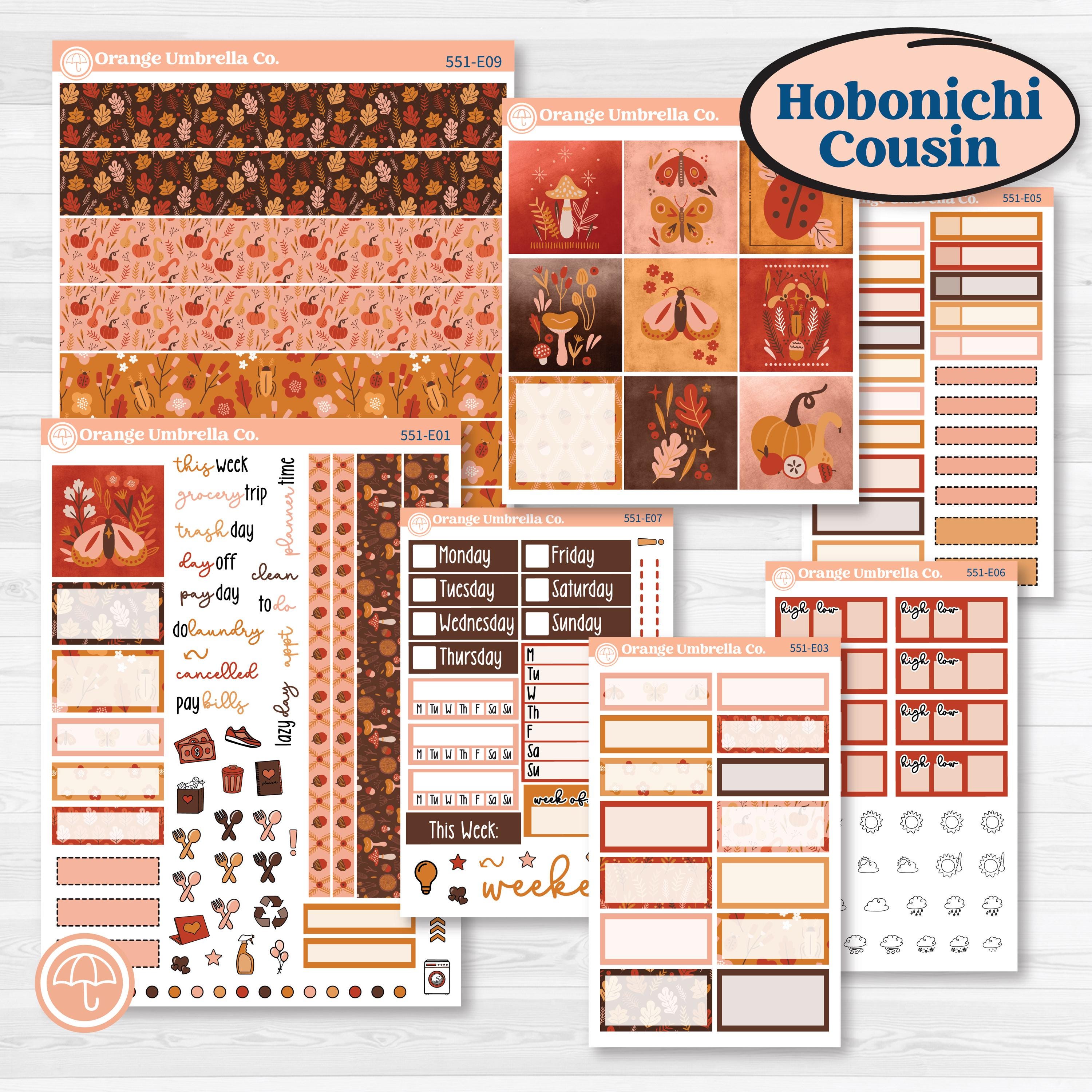 Fall Planner Kit | Hobonichi Cousin Weekly & Daily Planner Kit Stickers | Autumn Folk | KIT-551-E