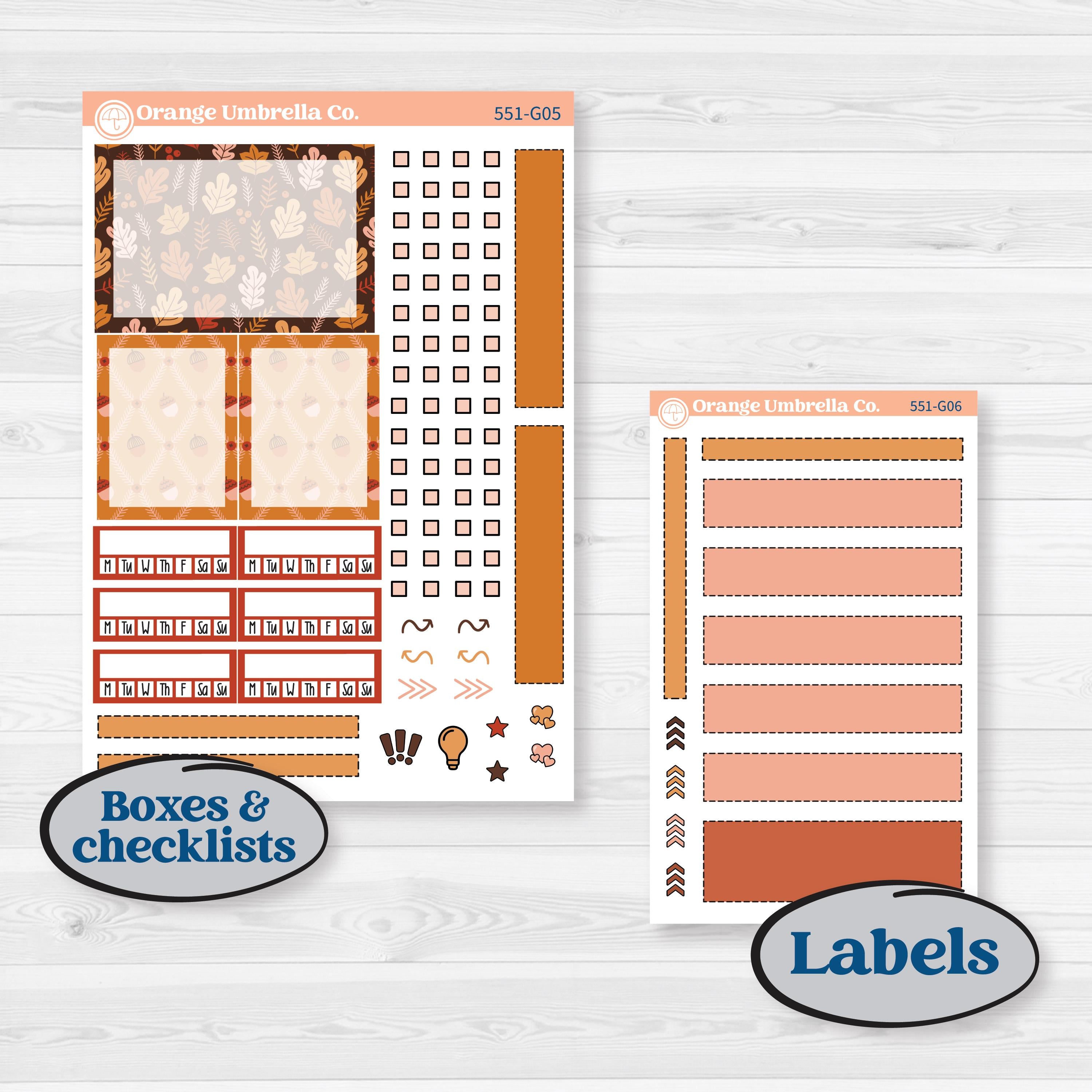 Fall Planner Kit | Erin Condren A5 Weekly Dashboard Planner Kit Stickers | Autumn Folk | KIT-551-G4