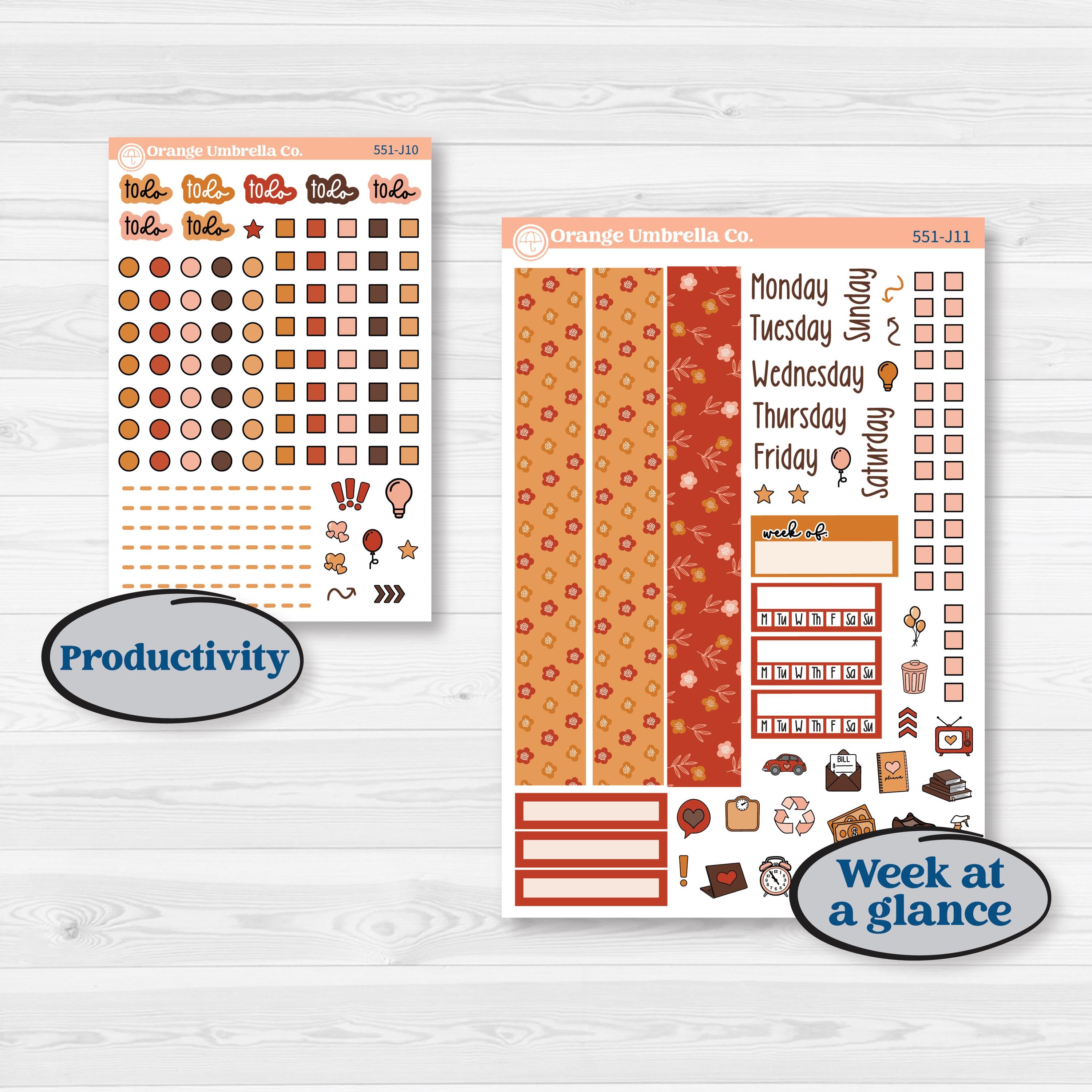 Fall Planner Kit | A5 Daily Duo Planner Kit Stickers | Autumn Folk | KIT-551-J