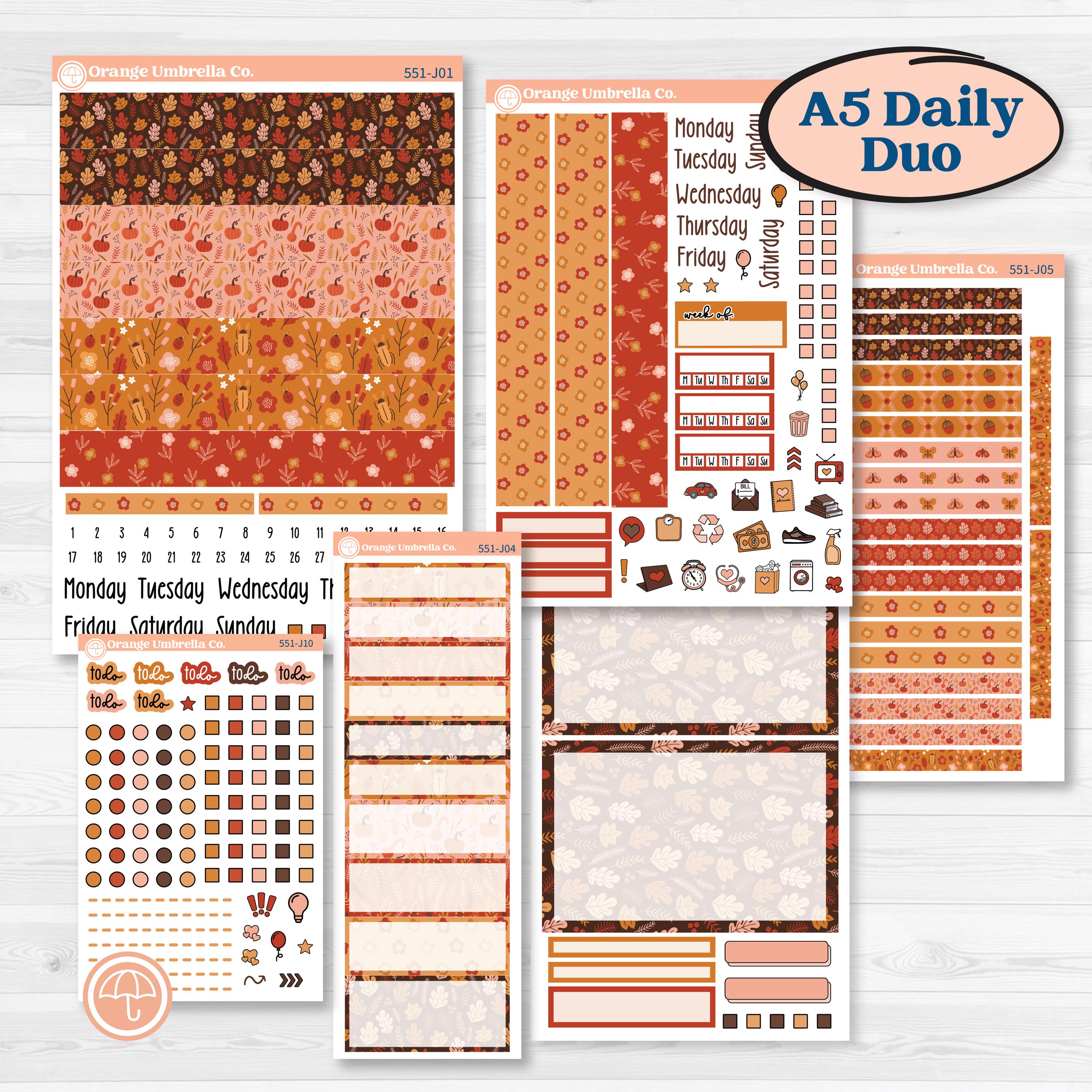 Fall Planner Kit | A5 Daily Duo Planner Kit Stickers | Autumn Folk | KIT-551-J