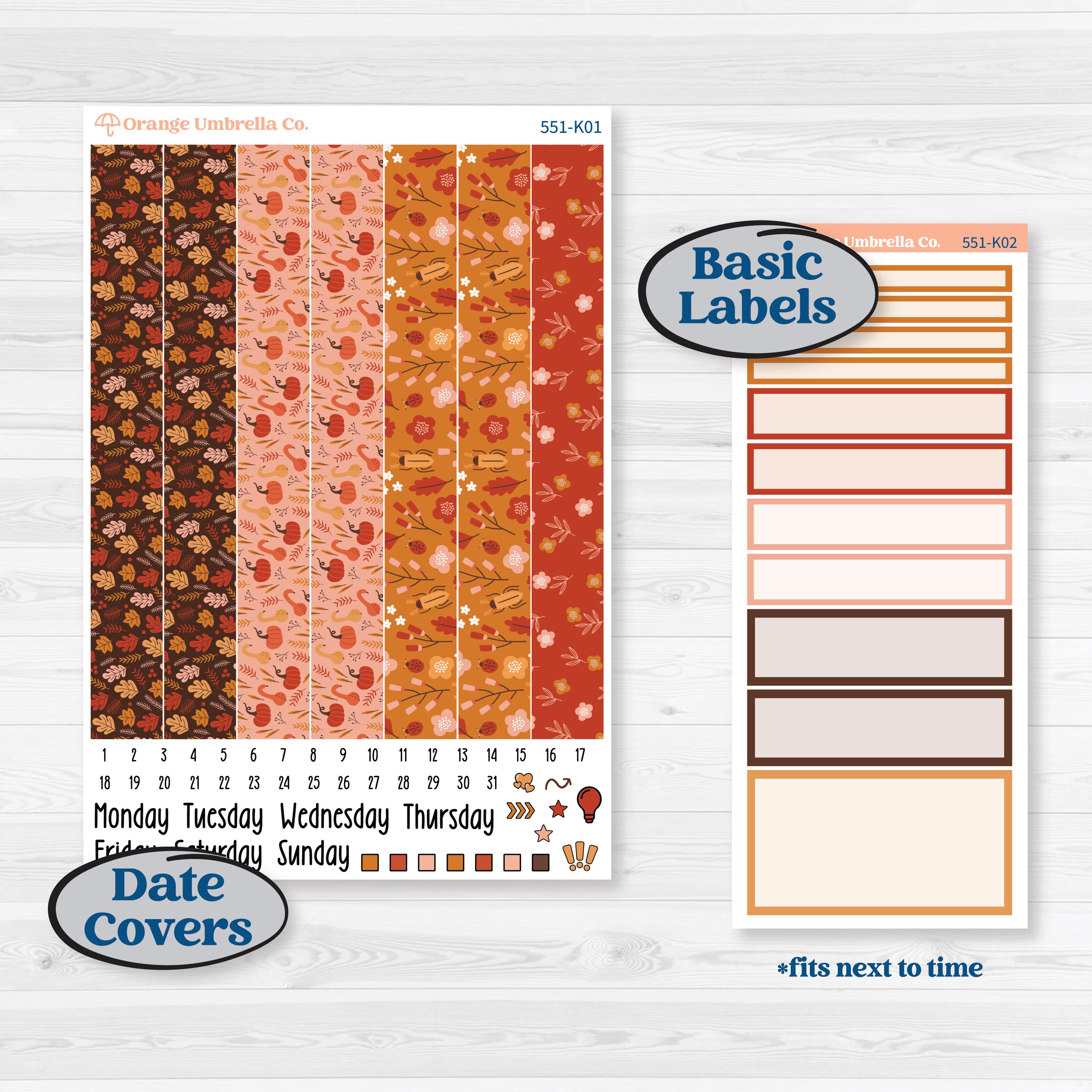 Fall Planner Kit | 7x9 Erin Condren Daily Duo Planner Kit Stickers | Autumn Folk | KIT-551-K