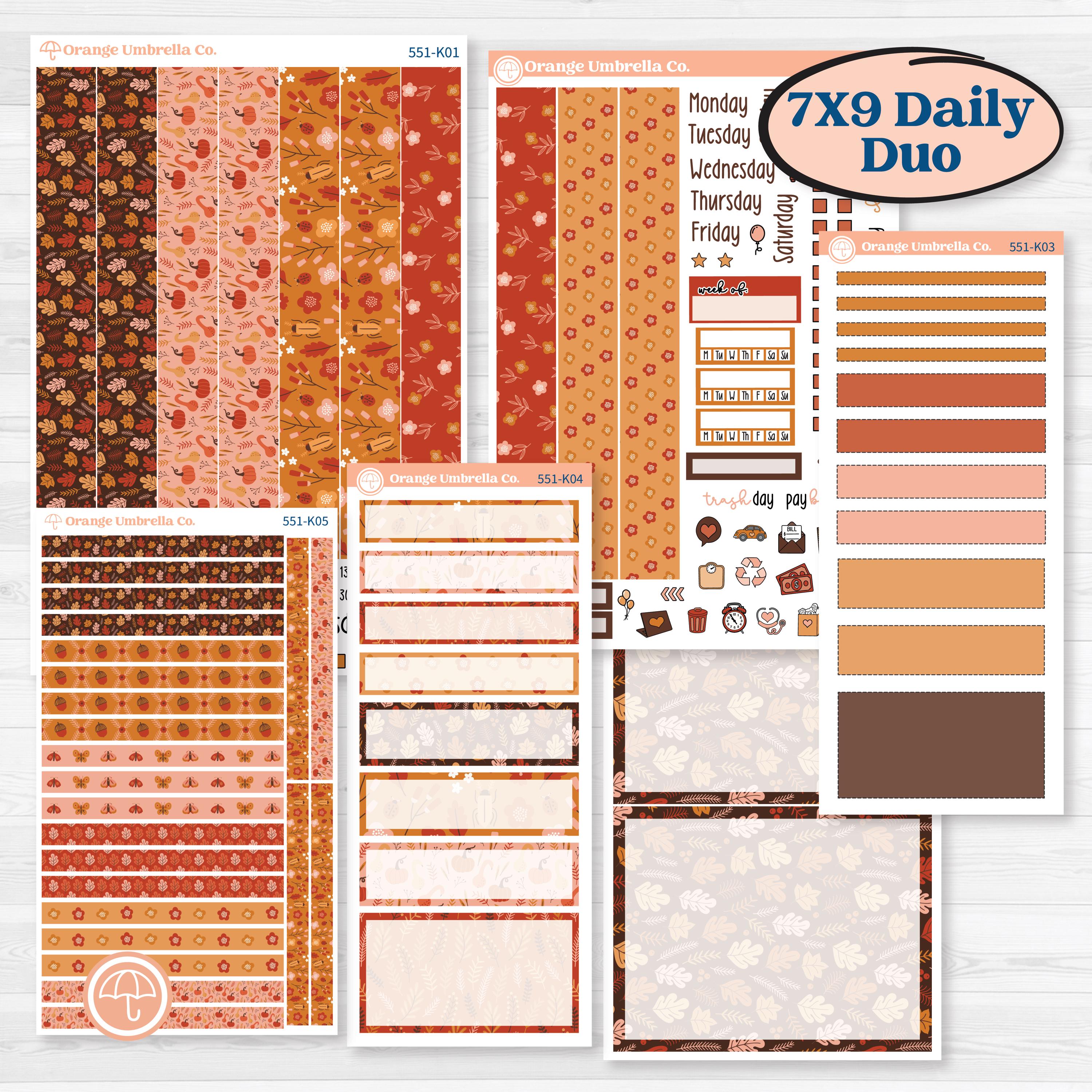 Fall Planner Kit | 7x9 Erin Condren Daily Duo Planner Kit Stickers | Autumn Folk | KIT-551-K