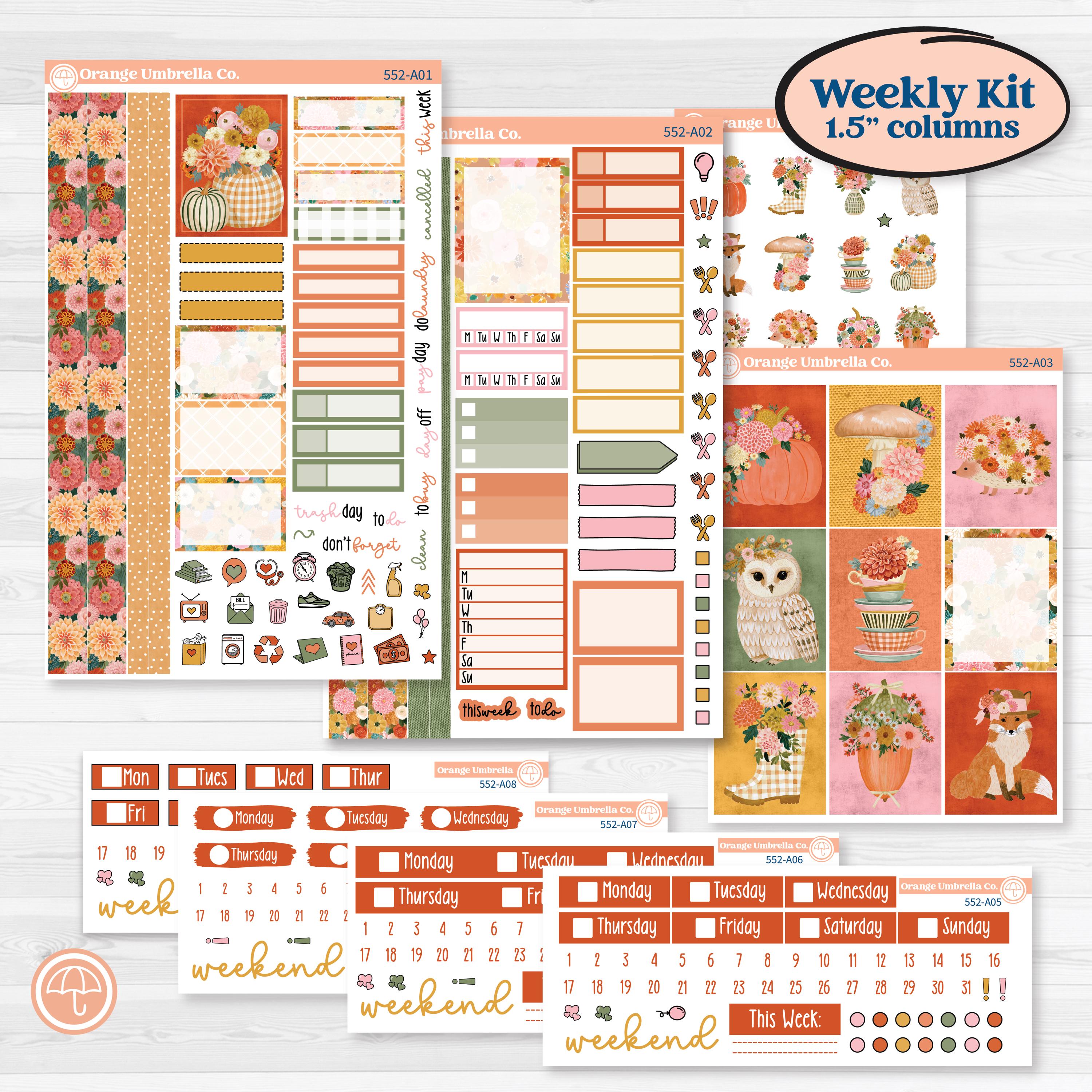 Woodland Planner Kit | Weekly Sticker Kit for Vertical Planners like Erin Condren | Fox & Fern | KIT-552-A