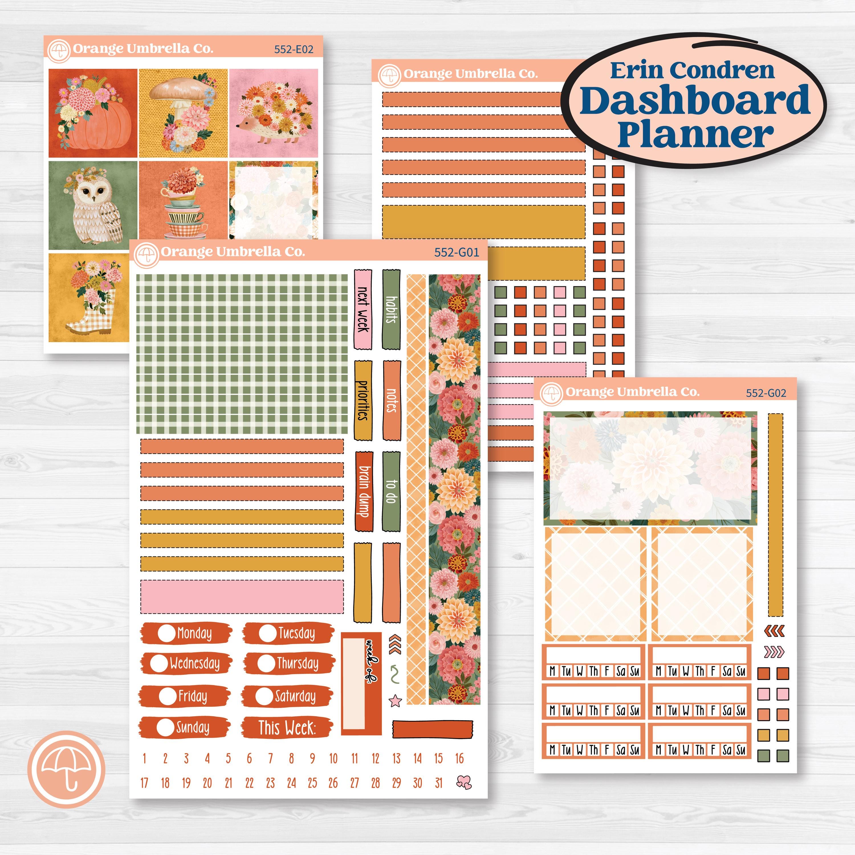 Woodland Planner Kit | Erin Condren 7x9 Weekly Dashboard Planner Kit Stickers | Fox & Fern | KIT-552-G