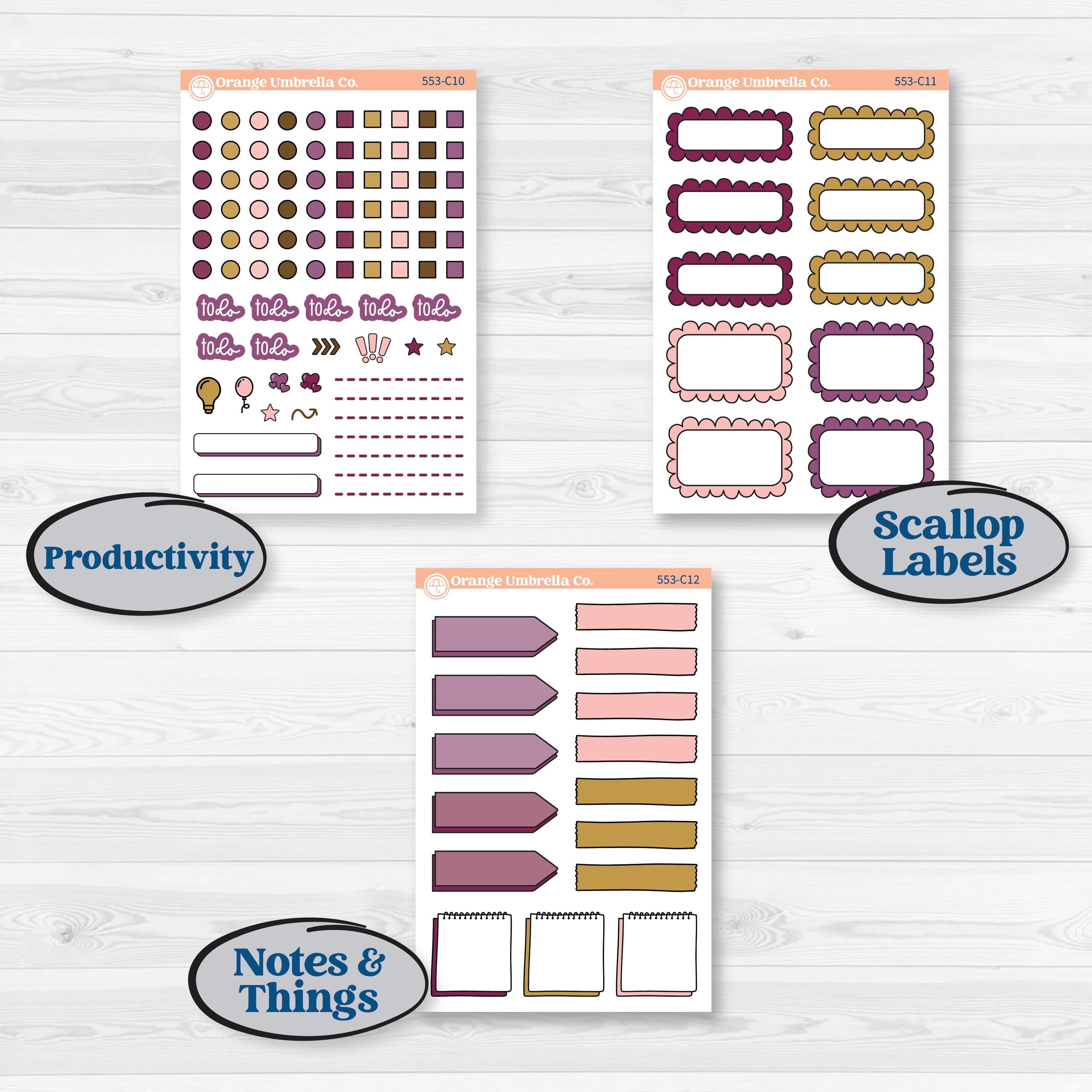 Book Planner Kit | Weekly Add-On Labels Planner Kit Stickers | Garden Library | KIT-553-C