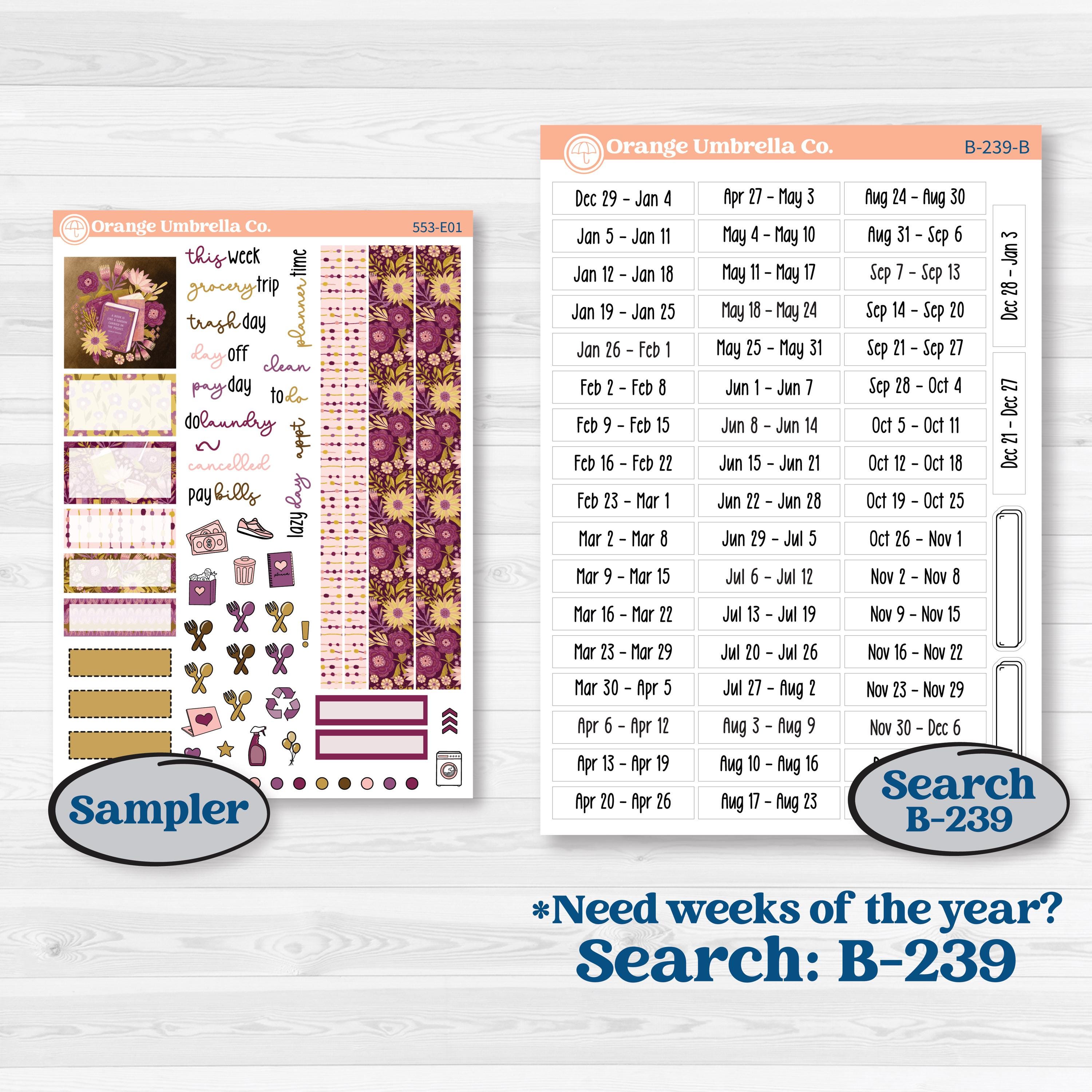 Book Planner Kit | Hobonichi Cousin Weekly & Daily Planner Kit Stickers | Garden Library | KIT-553-E
