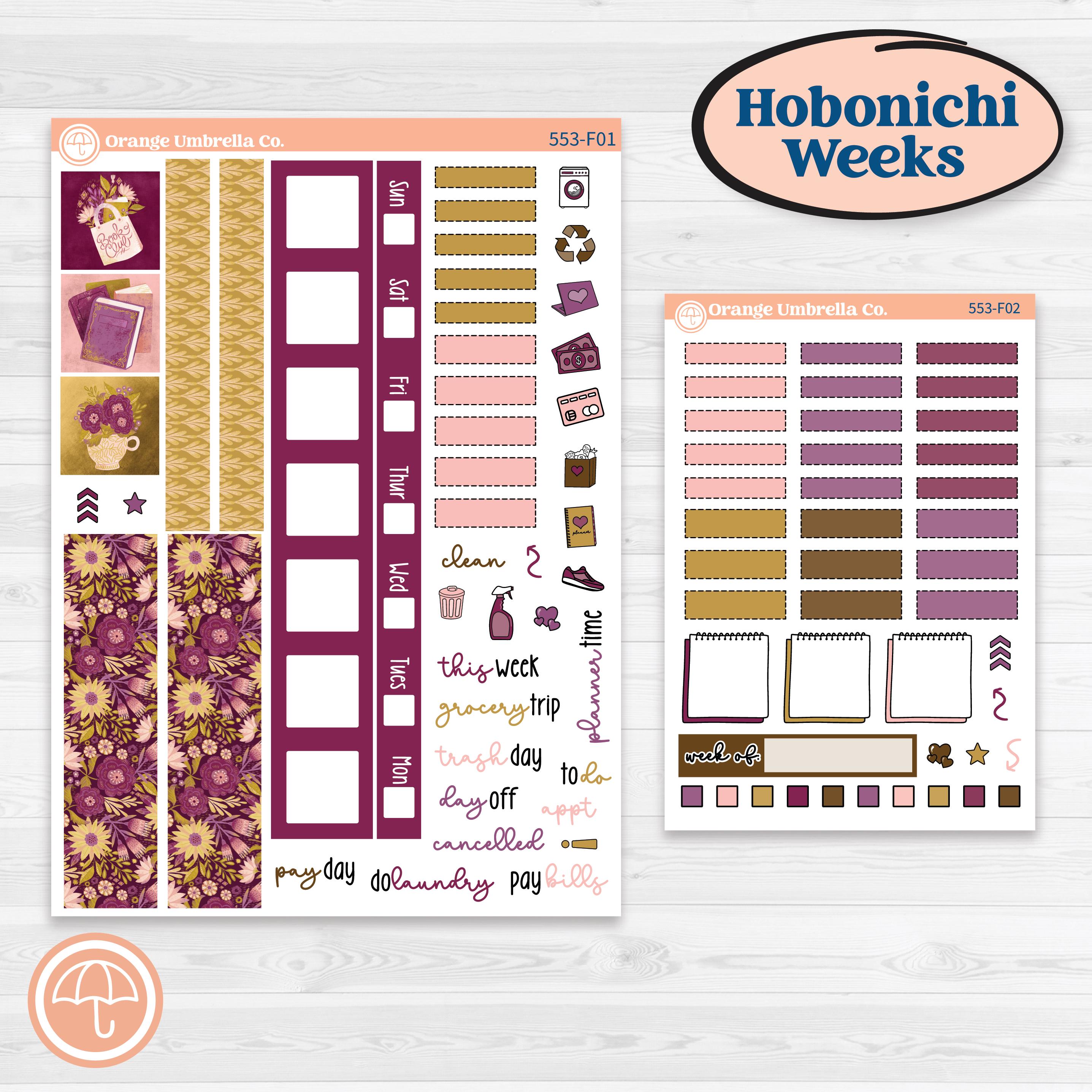 Book Planner Kit | Hobonichi Weeks Weekly Planner Kit Stickers | Garden Library | KIT-553-F