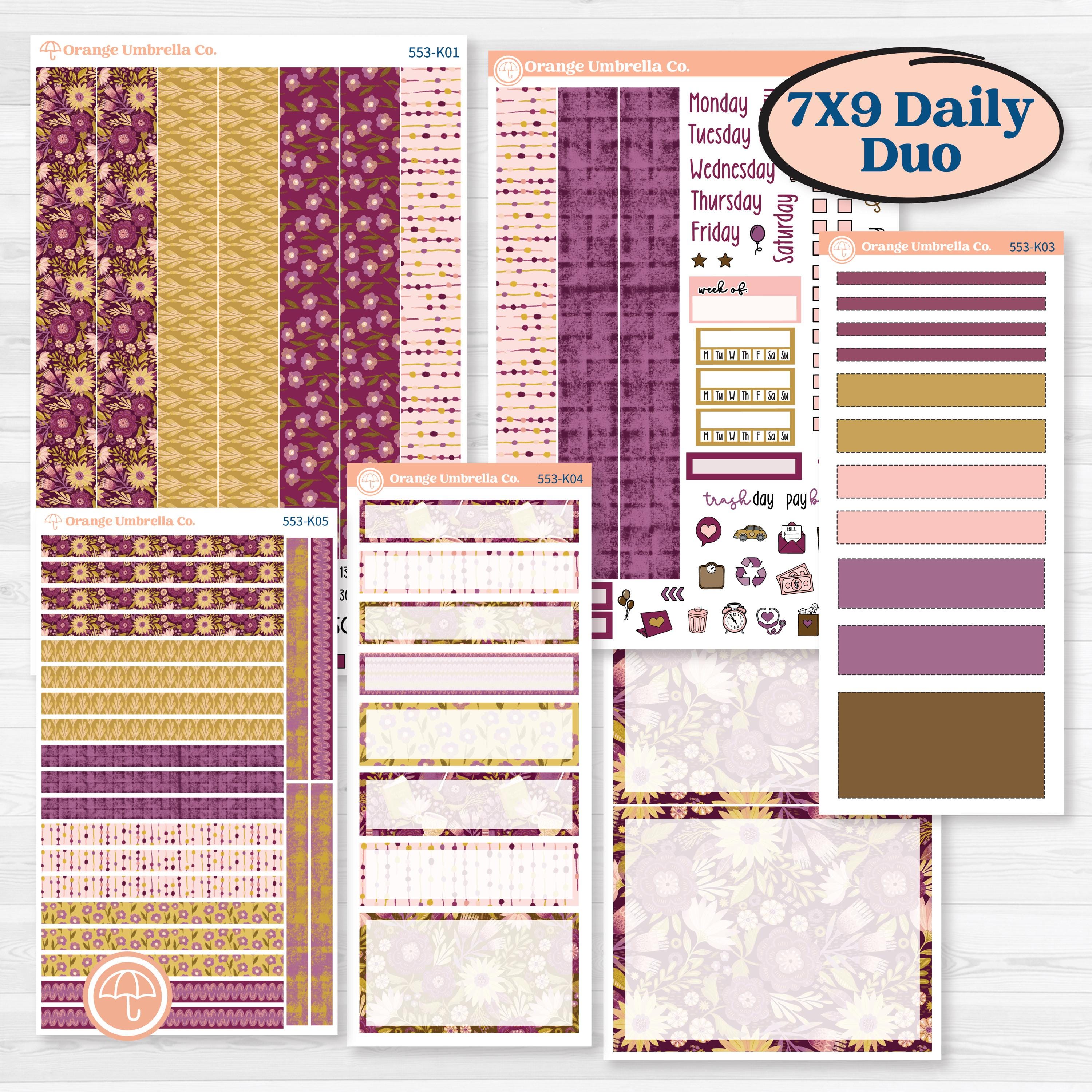 Book Planner Kit | 7x9 Erin Condren Daily Duo Planner Kit Stickers | Garden Library | KIT-553-K