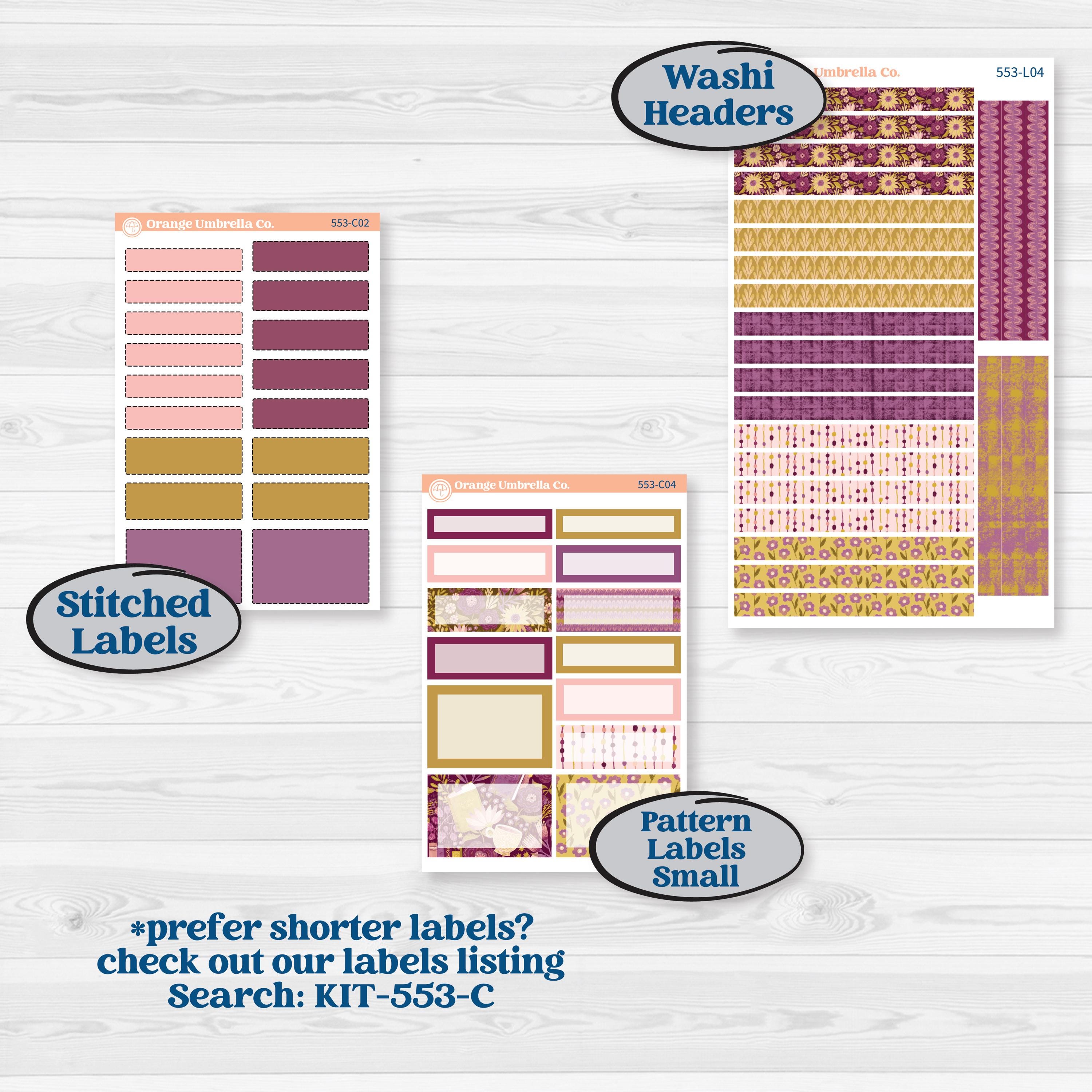 Book Planner Kit | 7x9 Plum Daily Planner Kit Stickers | Garden Library | KIT-553-L