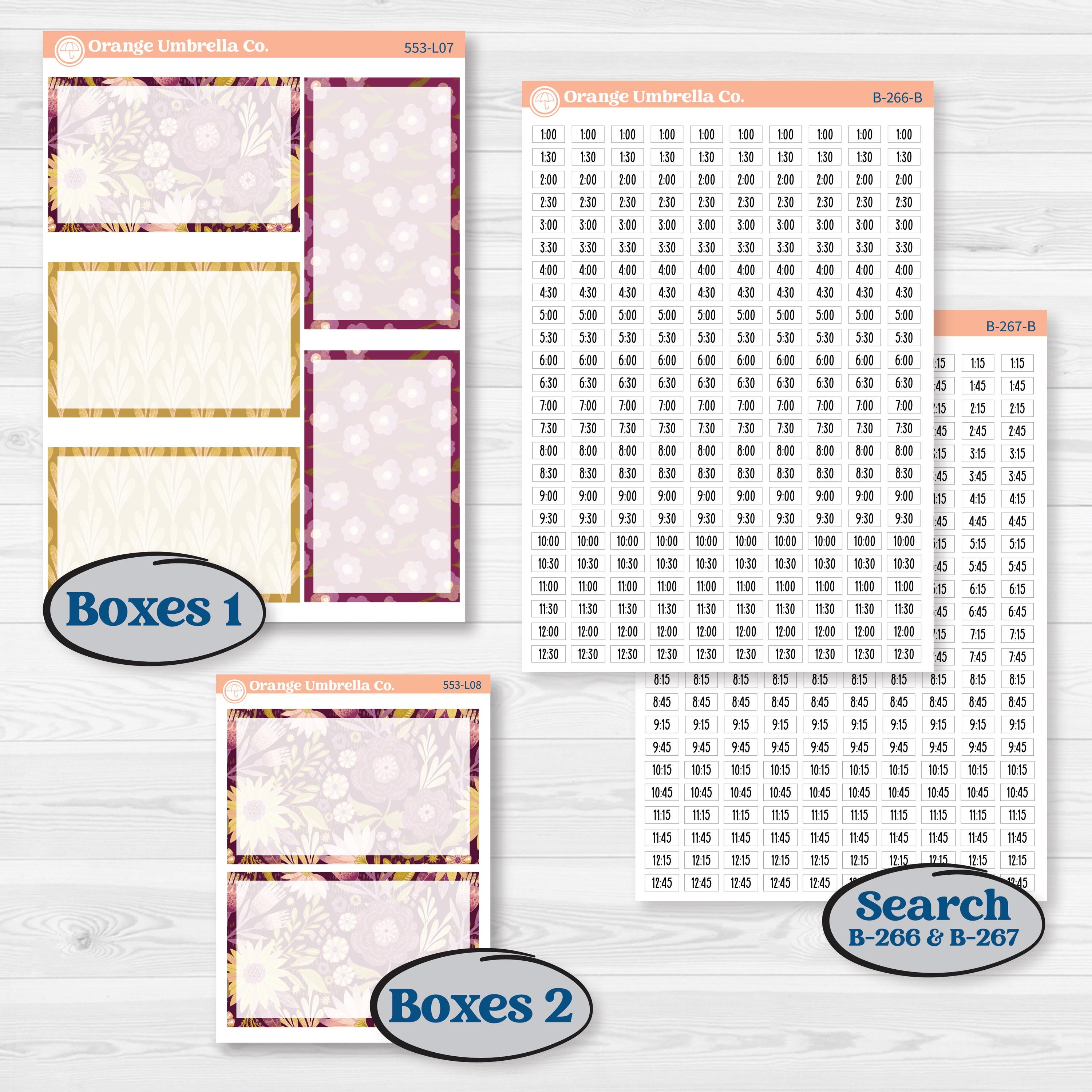 Book Planner Kit | 7x9 Plum Daily Planner Kit Stickers | Garden Library | KIT-553-L