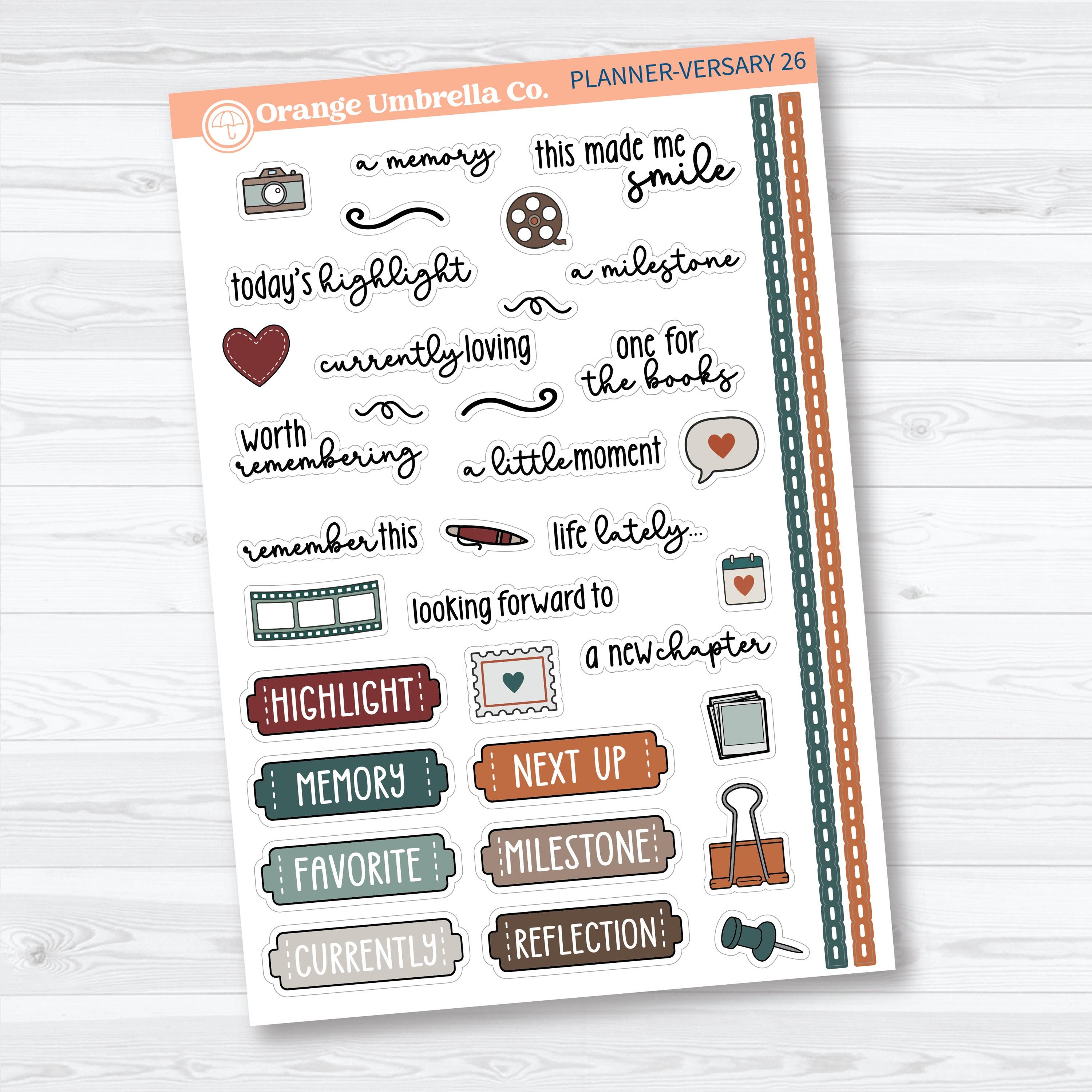 2026 Planner-versary Freebie | Planner Stickers Mixed Sheet (Plannerversary26)