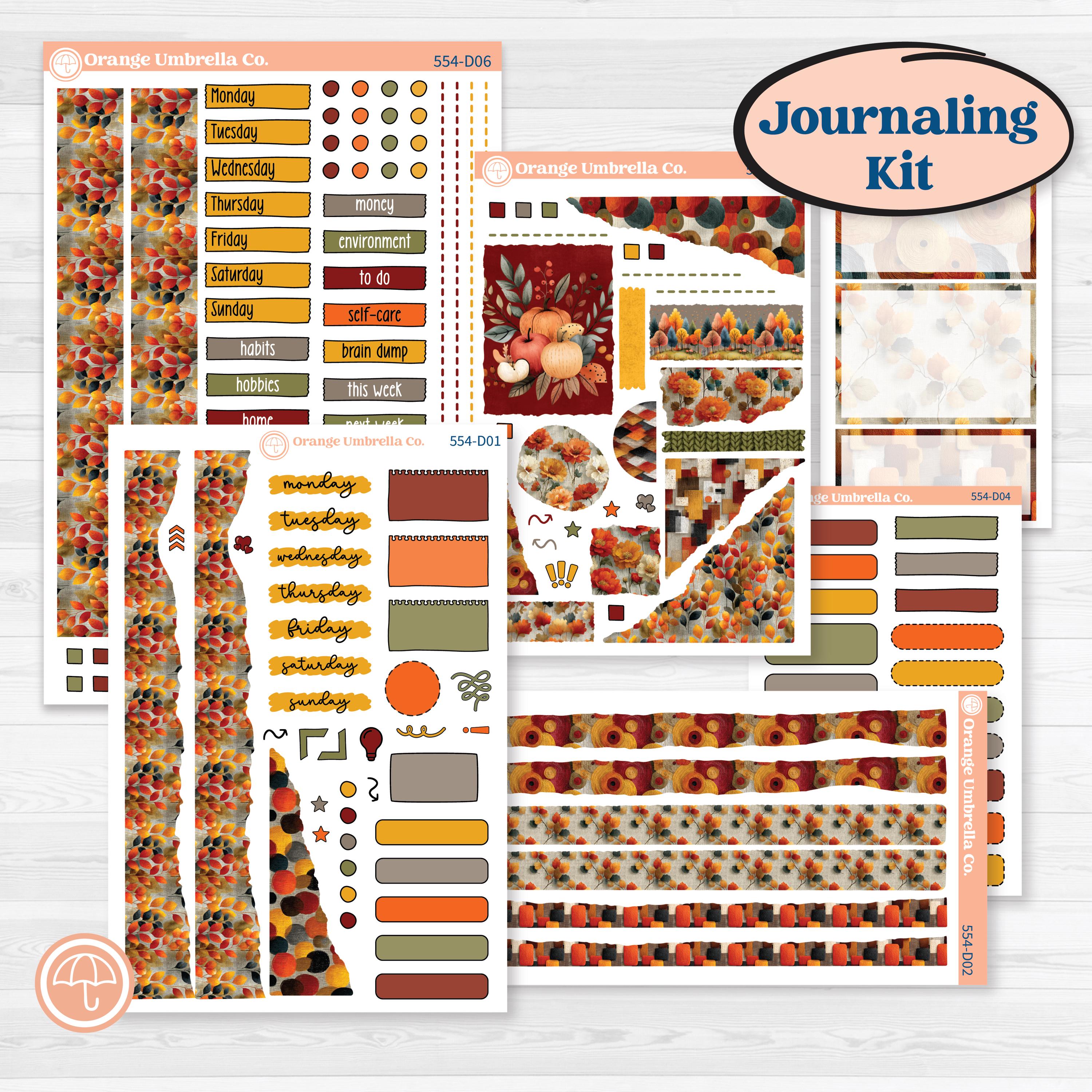 Thanksgiving Planner Kit | Journaling or Scrapbooking Kit | Creative Junk Journal Planner Stickers | Gather In Gratitude | KIT-554-D