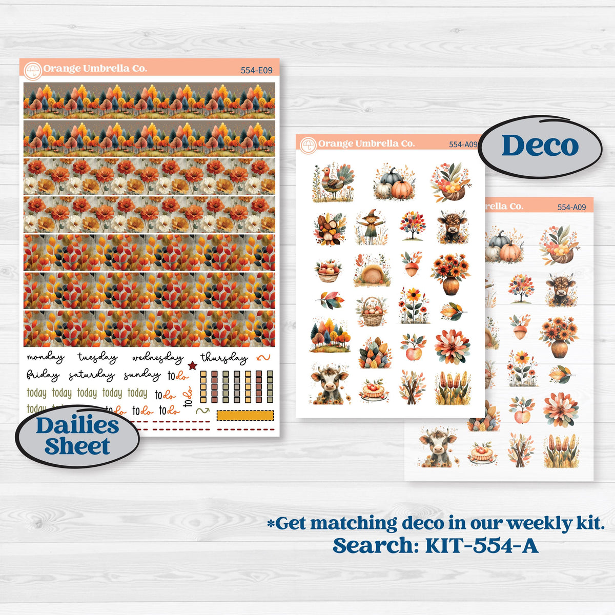 Thanksgiving Planner Kit | Hobonichi Cousin Weekly & Daily Planner Kit Stickers | Gather In Gratitude | KIT-554-E