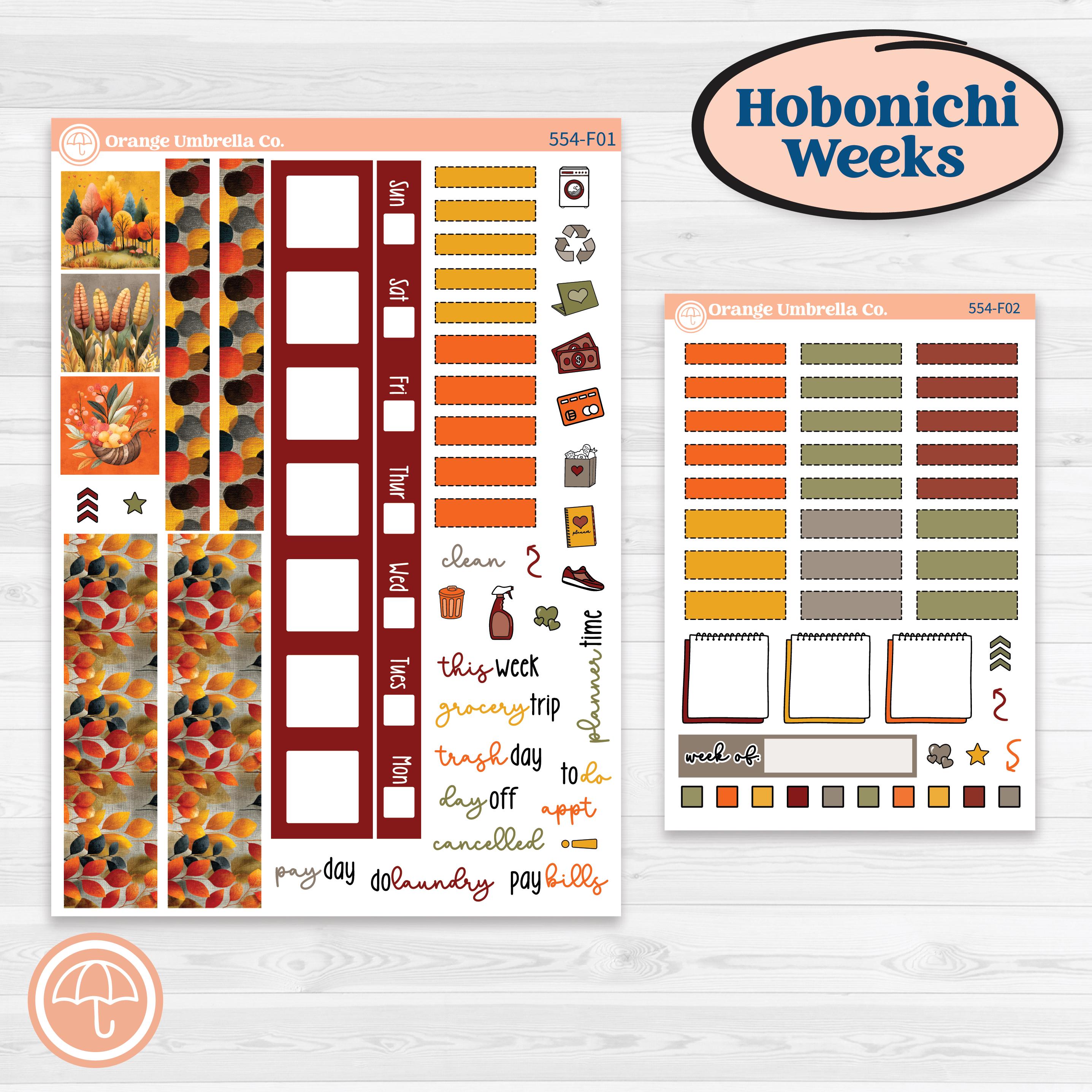 Thanksgiving Planner Kit | Hobonichi Weeks Weekly Planner Kit Stickers | Gather In Gratitude | KIT-554-F
