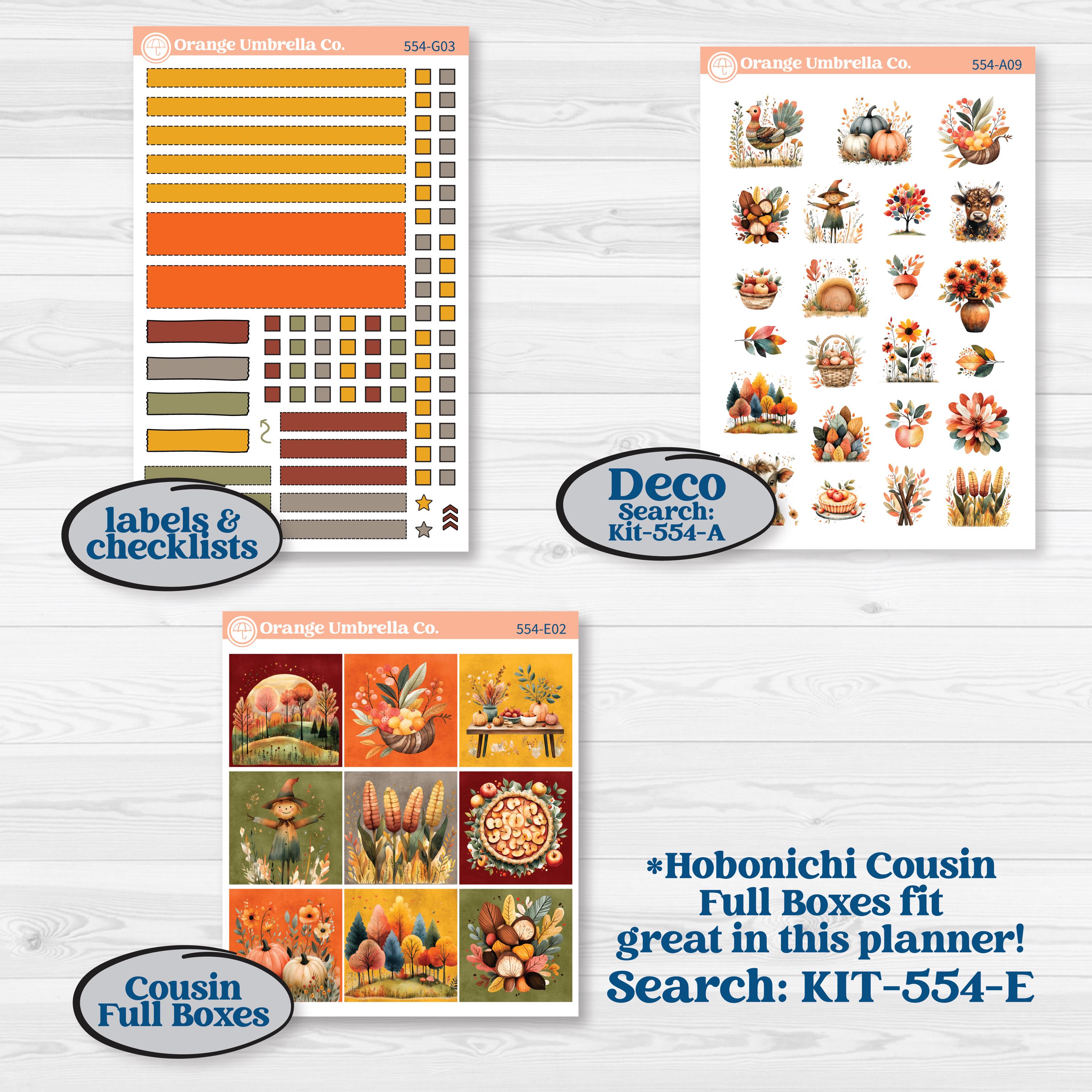 Thanksgiving Planner Kit | Erin Condren 7x9 Weekly Dashboard Planner Kit Stickers | Gather In Gratitude | KIT-554-G