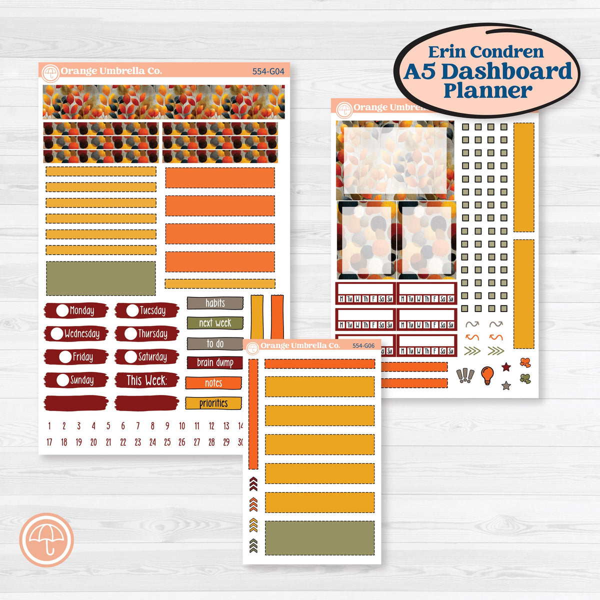 Thanksgiving Planner Kit | Erin Condren A5 Weekly Dashboard Planner Kit Stickers | Gather In Gratitude | KIT-554-G4