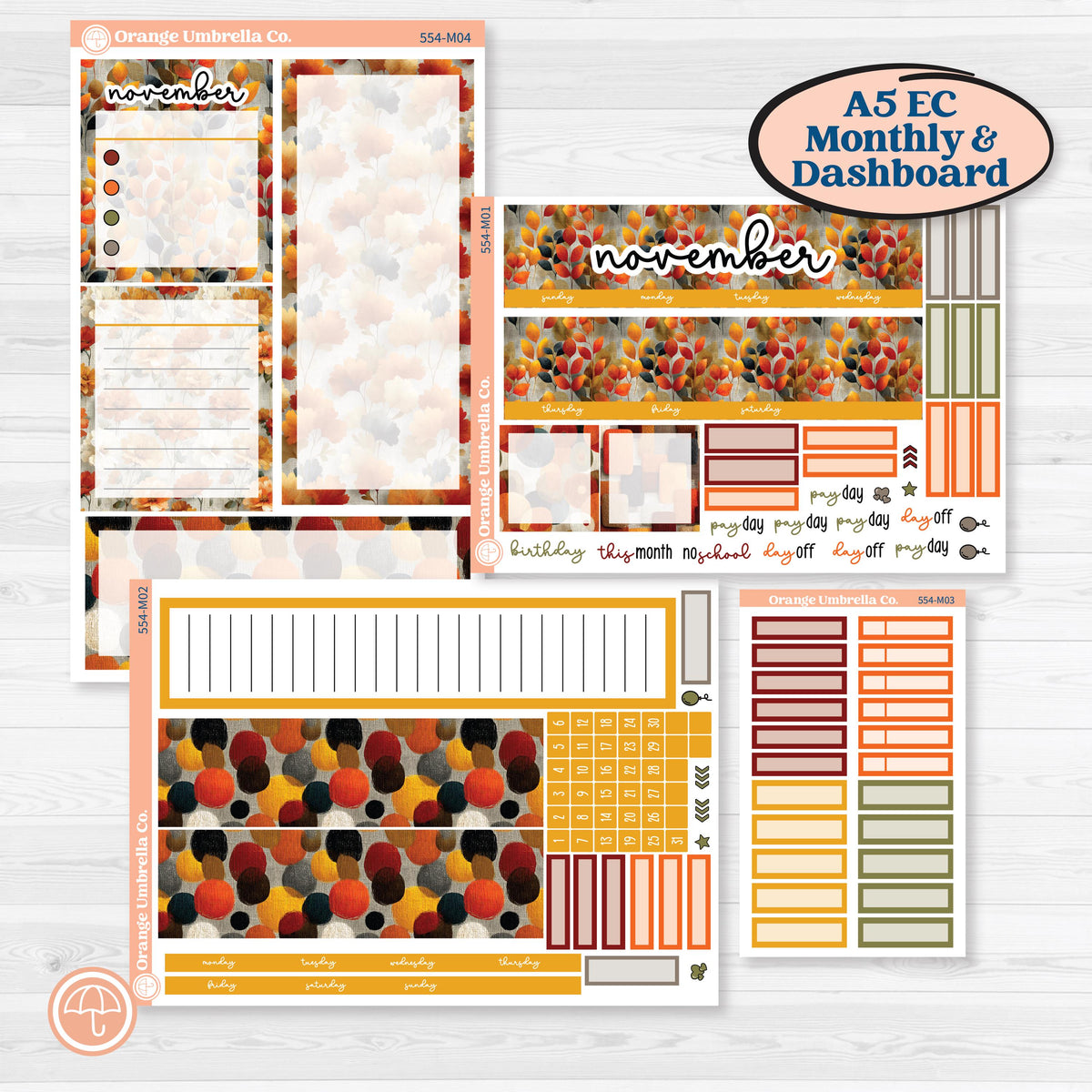 Thanksgiving Planner Kit | A5 Erin Condren Monthly & Productivity Dashboard Sticker Kit | Gather In Gratitude | KIT-554-M