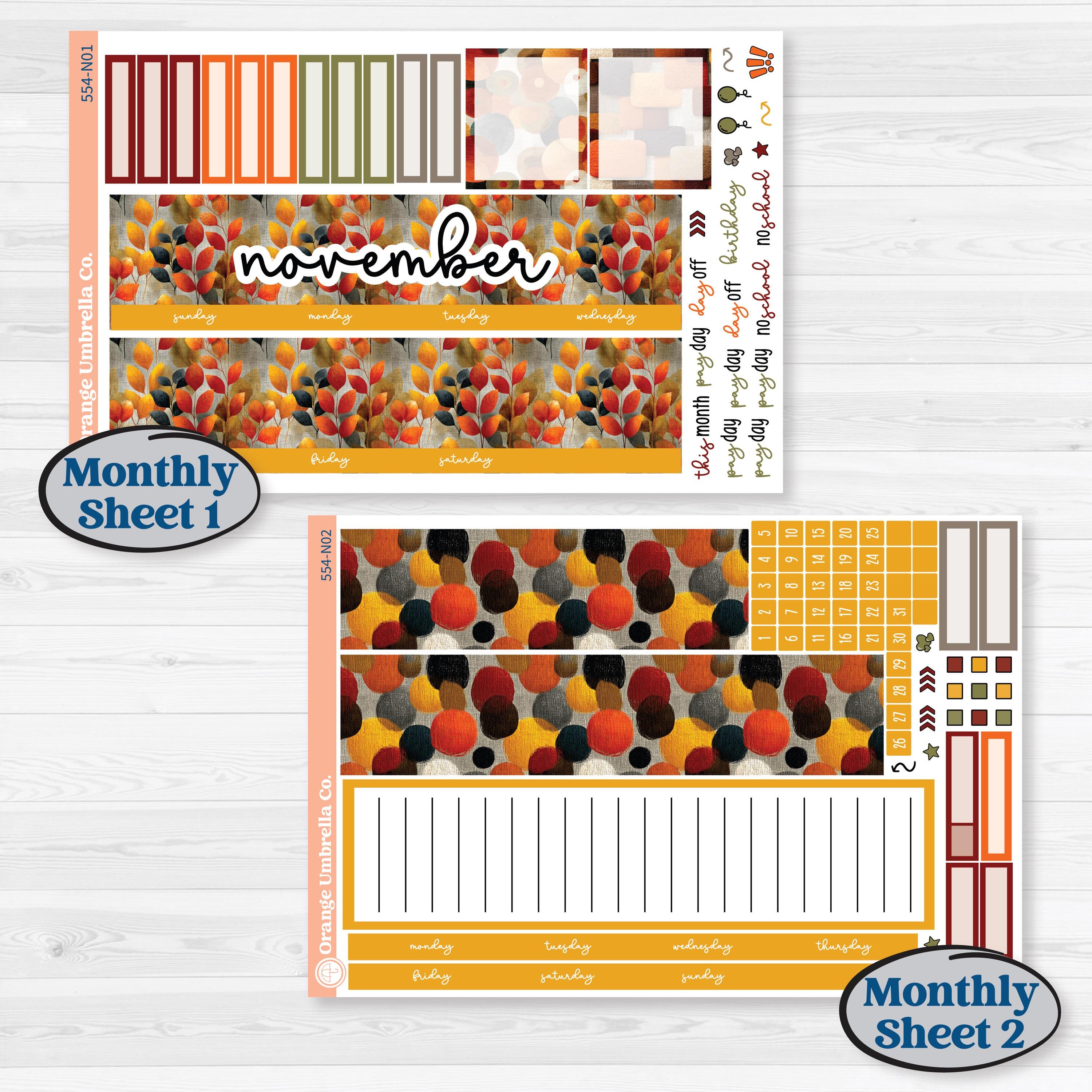 Thanksgiving Planner Kit | 7x9 Erin Condren Life Planner Monthly & Dashboard Sticker Kit | Gather In Gratitude | KIT-554-N