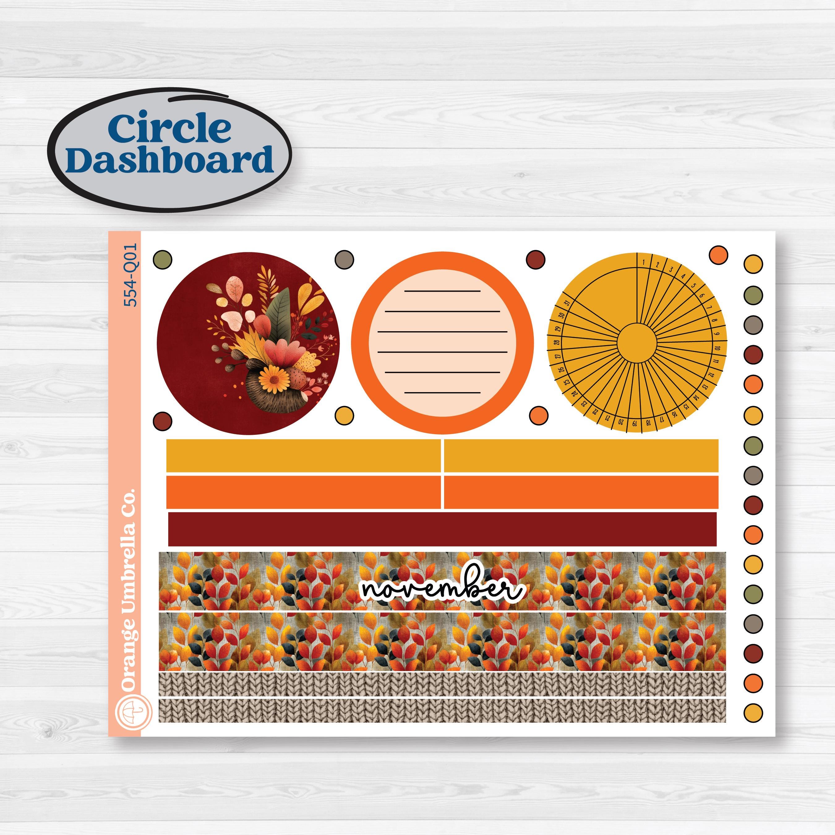 Thanksgiving Planner Kit | 7x9 Plum Monthly & Dashboard Planner Kit Stickers | Gather In Gratitude | KIT-554-Q