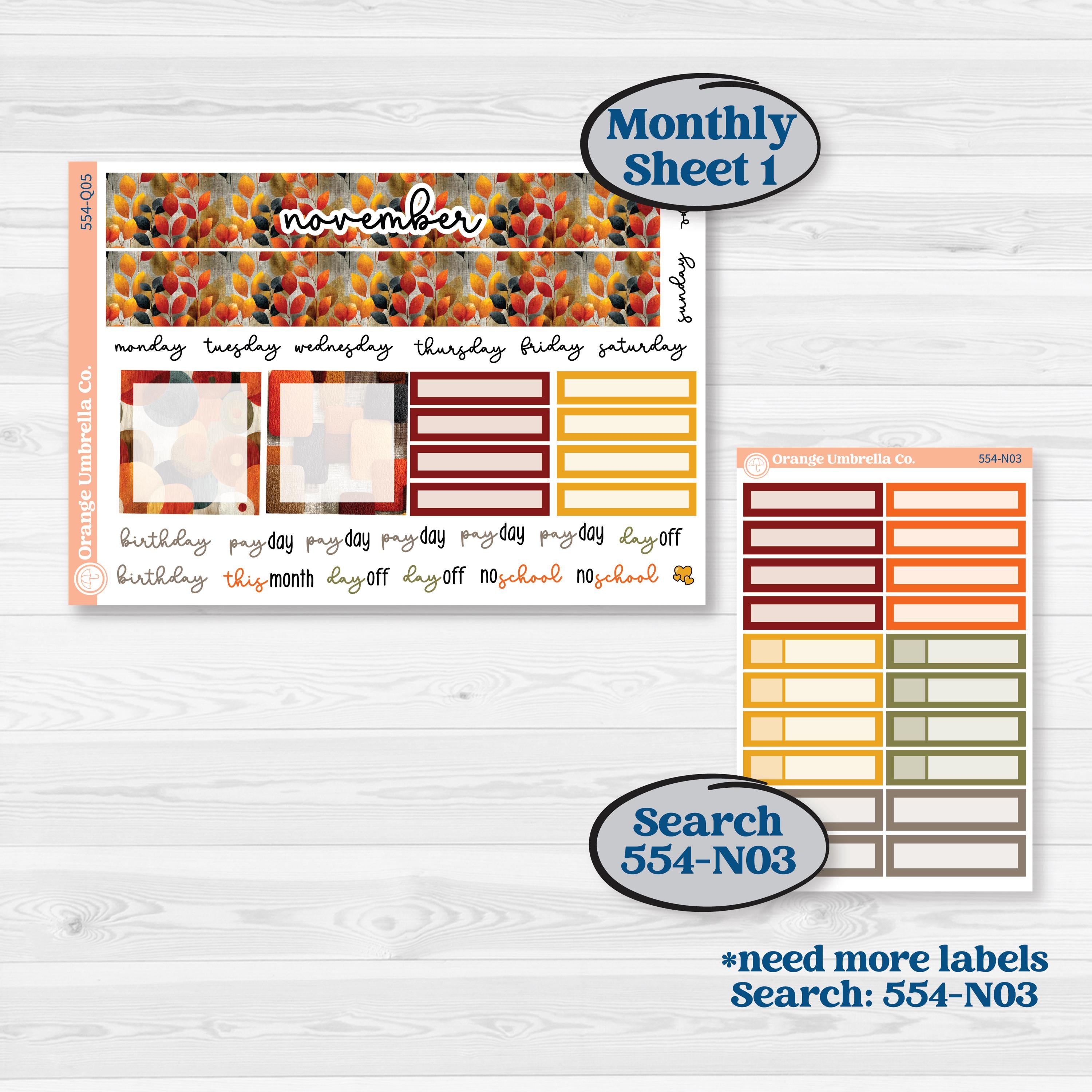 Thanksgiving Planner Kit | 7x9 Plum Monthly & Dashboard Planner Kit Stickers | Gather In Gratitude | KIT-554-Q