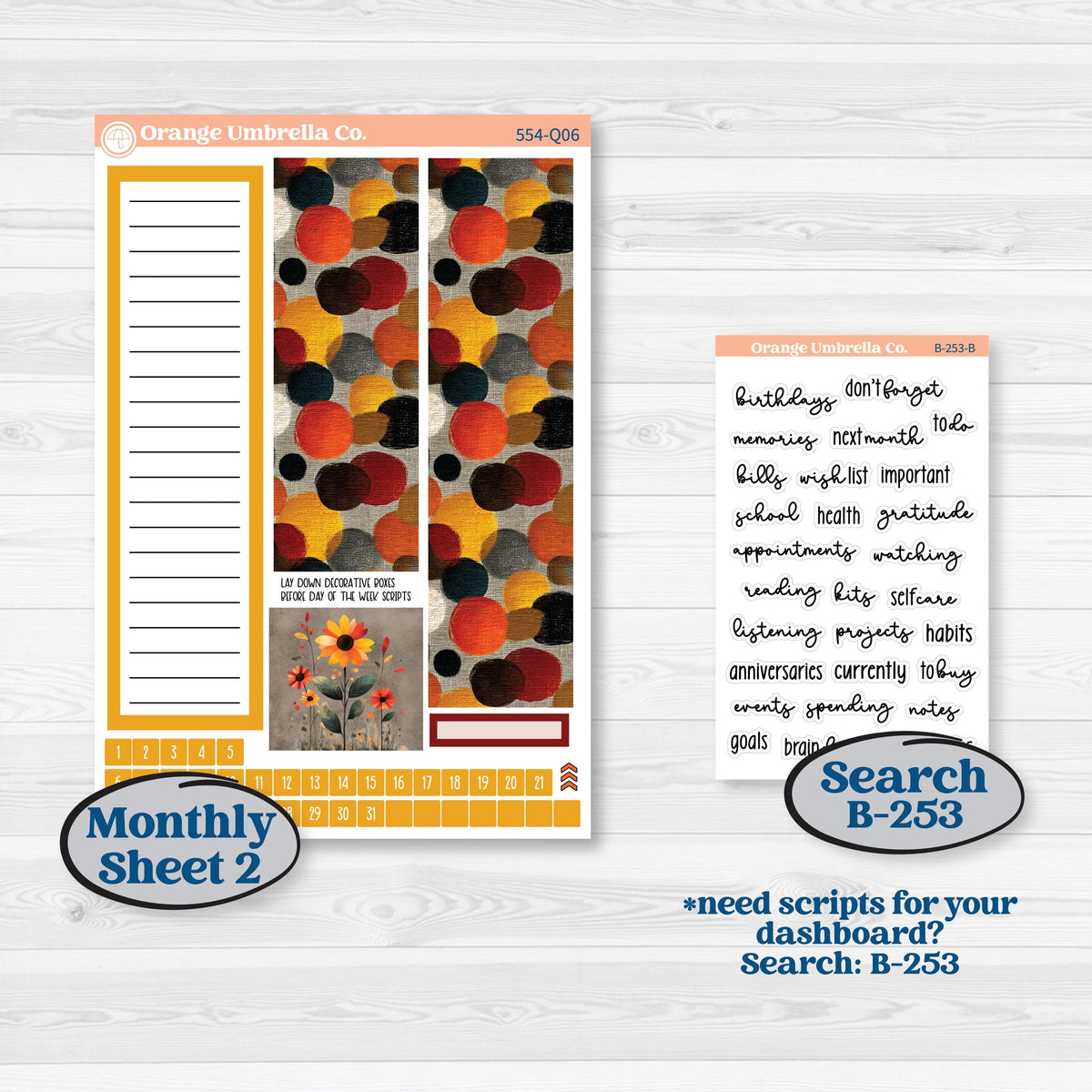 Thanksgiving Planner Kit | 7x9 Plum Monthly & Dashboard Planner Kit Stickers | Gather In Gratitude | KIT-554-Q