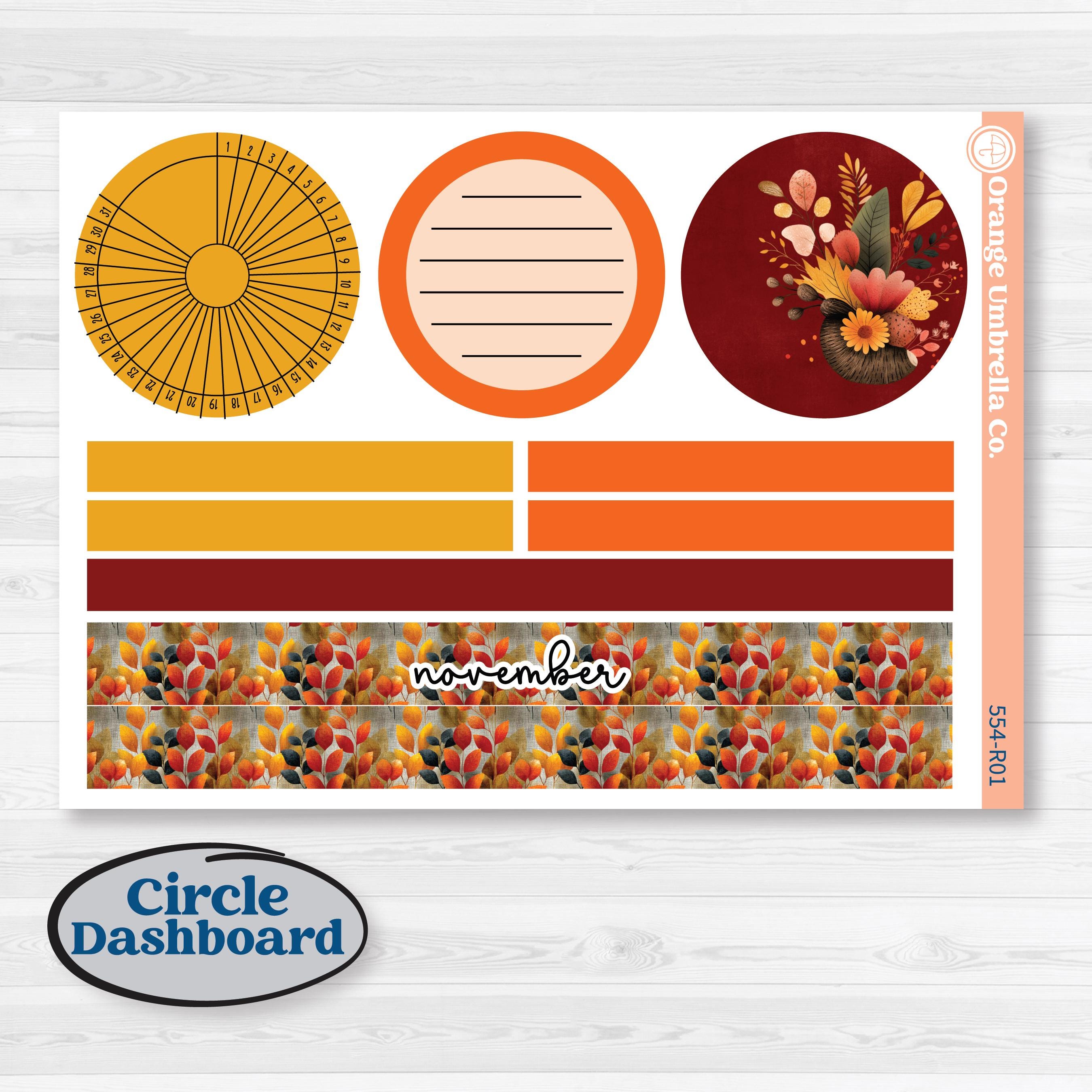 Thanksgiving Planner Kit | 8.5x11 Plum Monthly & Dashboard Planner Kit Stickers | Gather In Gratitude | KIT-554-R