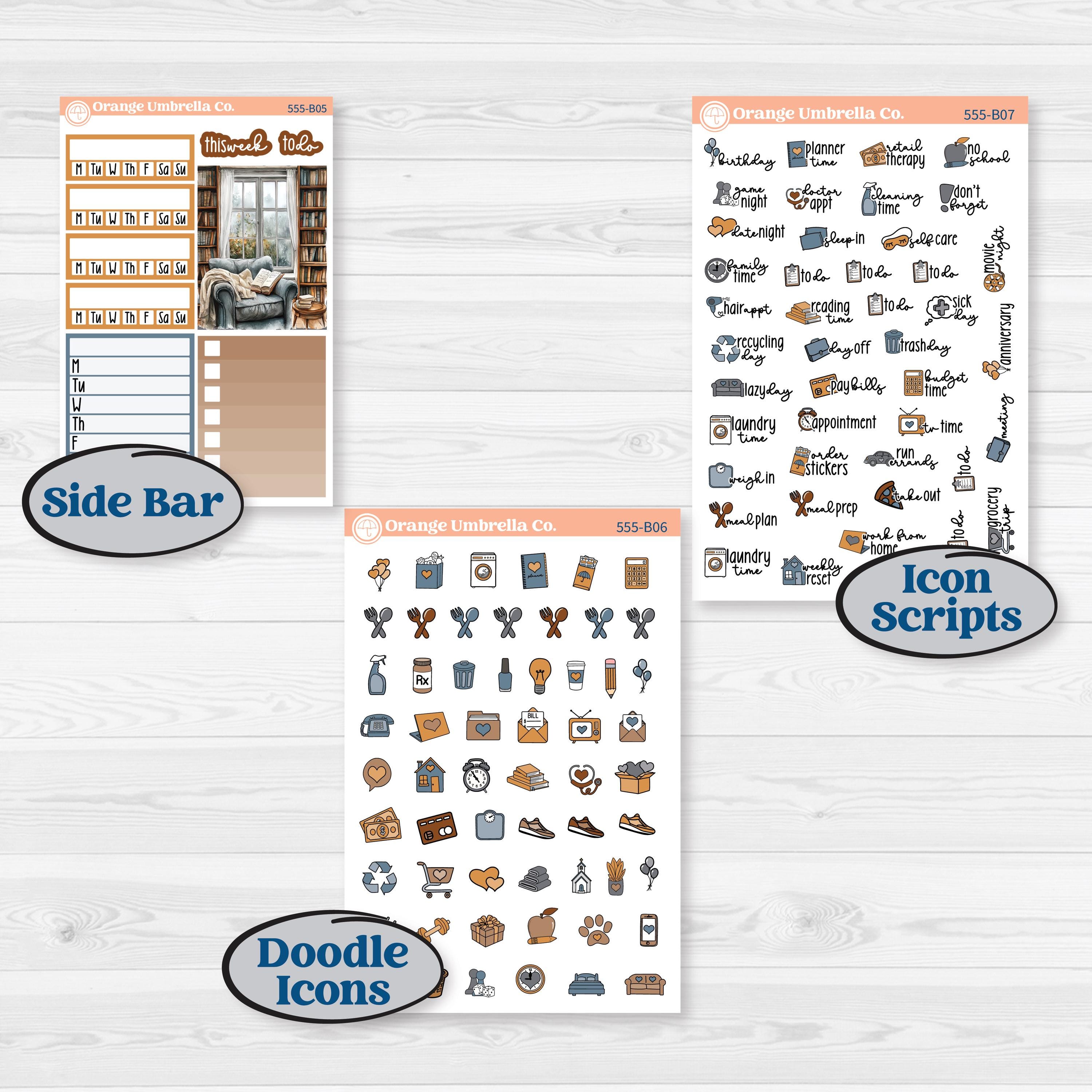 Reading Planner Kit | Weekly Add-On Planner Kit Stickers | Reading Weather | KIT-555-B