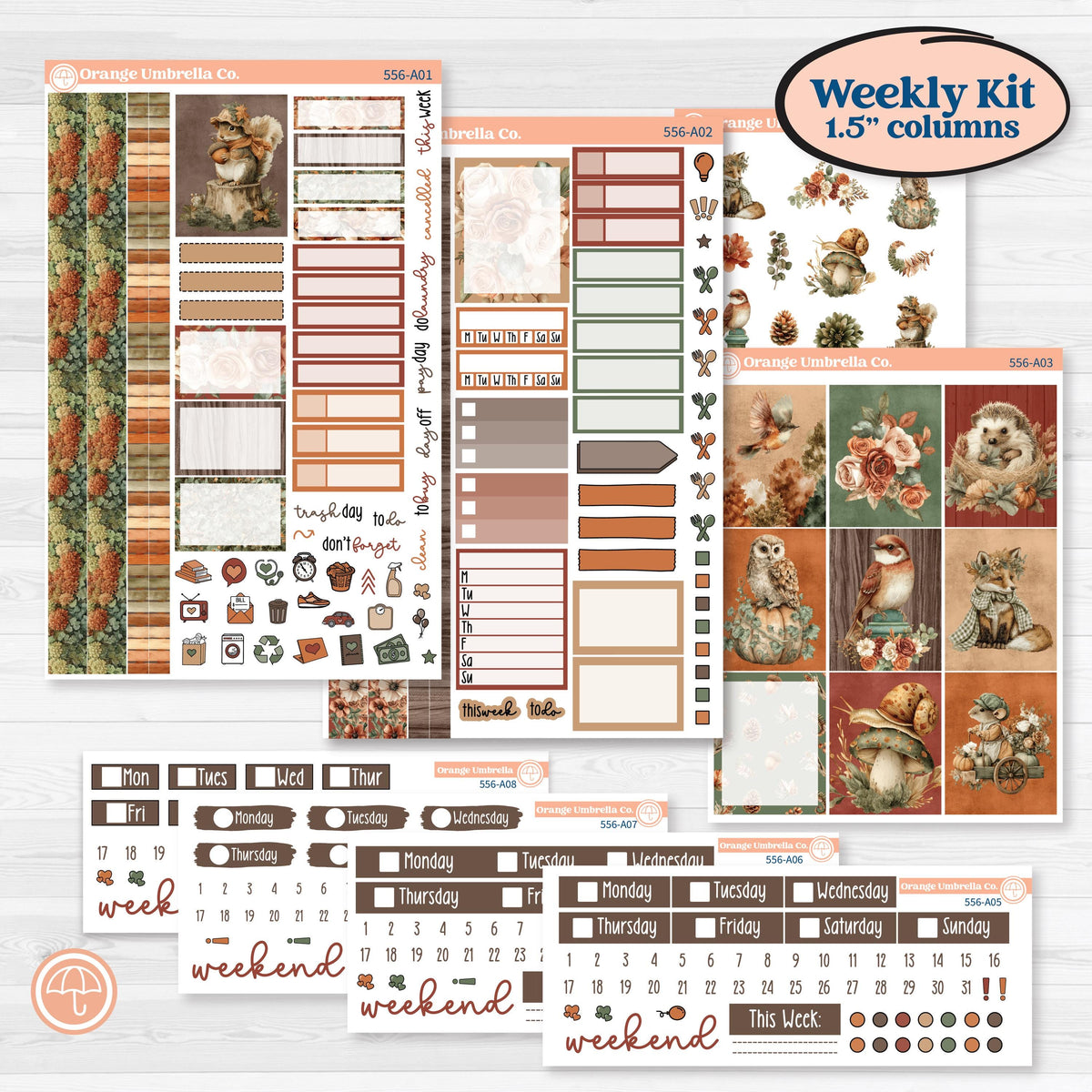 Woodland Animal Kit | Weekly Sticker Kit for Vertical Planners like Erin Condren | Woodland Zoo | KIT-556-A