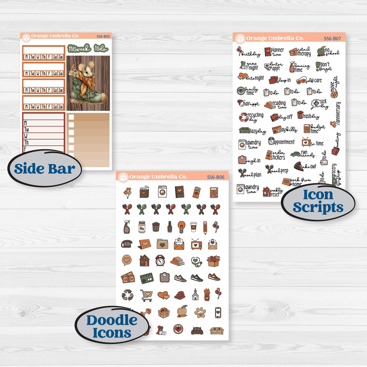 Woodland Animal Kit | Weekly Add-On Planner Kit Stickers | Woodland Zoo | KIT-556-B