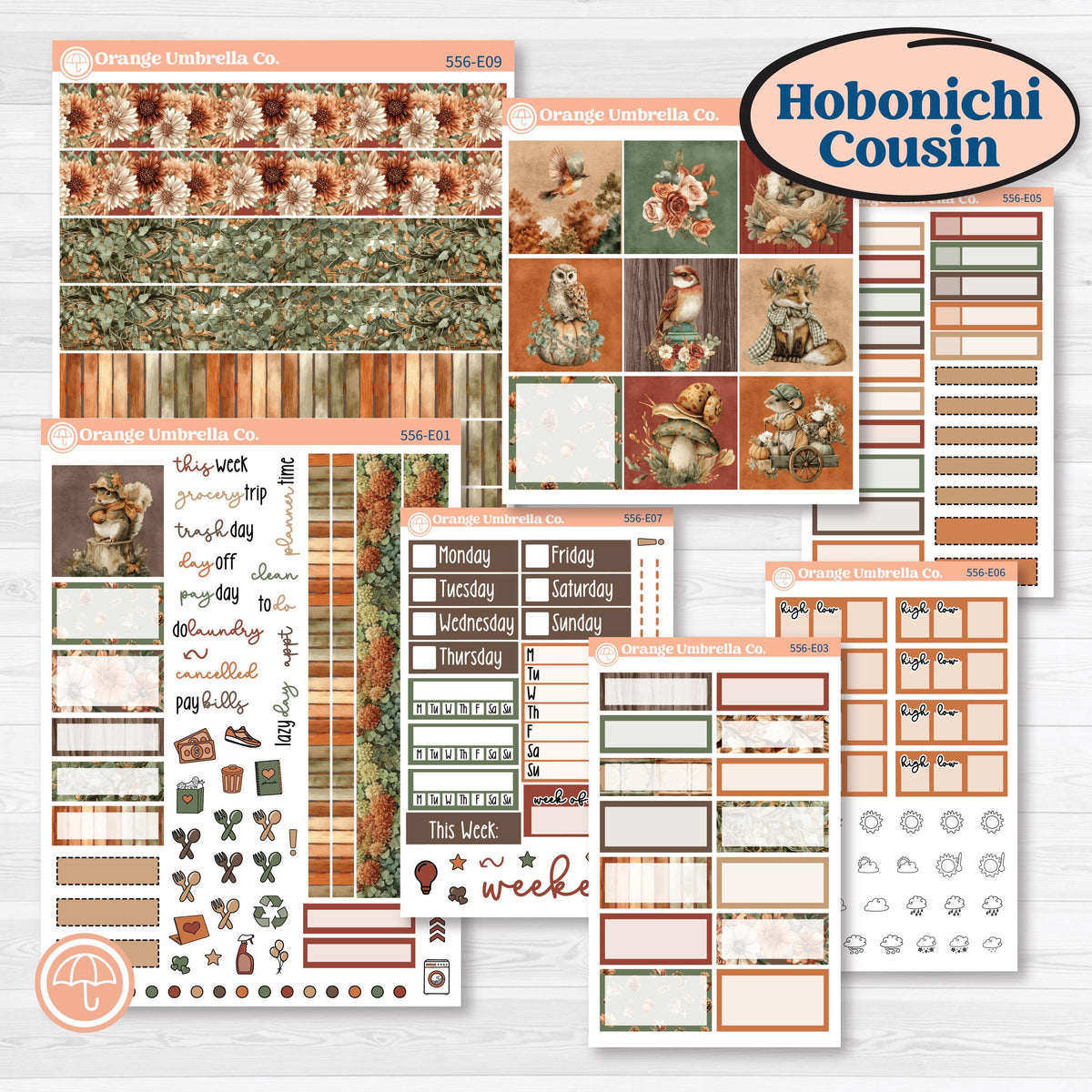 Woodland Animal Kit | Hobonichi Cousin Weekly & Daily Planner Kit Stickers | Woodland Zoo | KIT-556-E