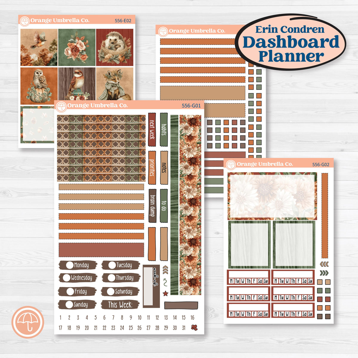 Woodland Animal Kit | Erin Condren 7x9 Weekly Dashboard Planner Kit Stickers | Woodland Zoo | KIT-556-G