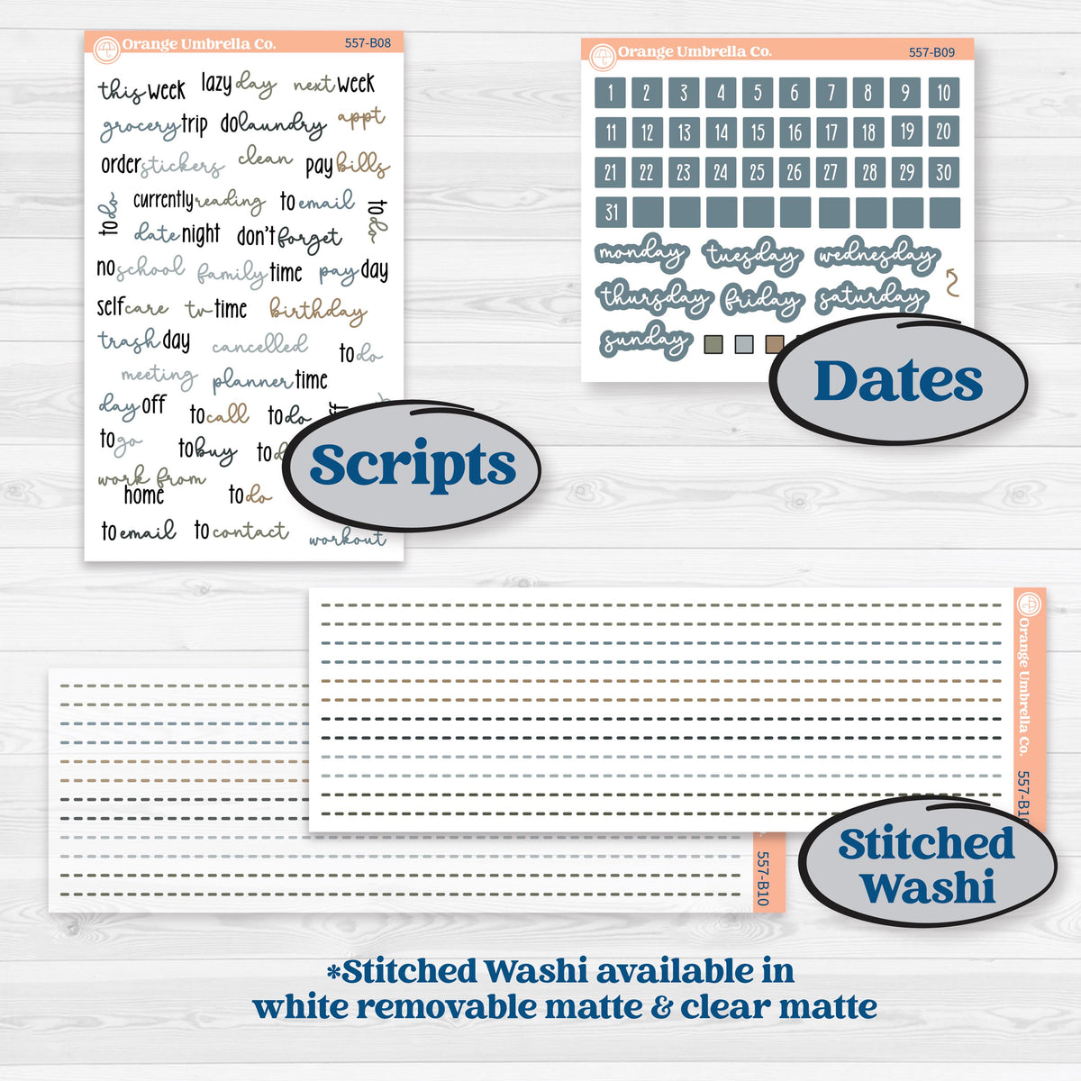 Blue Floral Kit | Weekly Add-On Planner Kit Stickers | Sagebrush & Ice | KIT-557-B