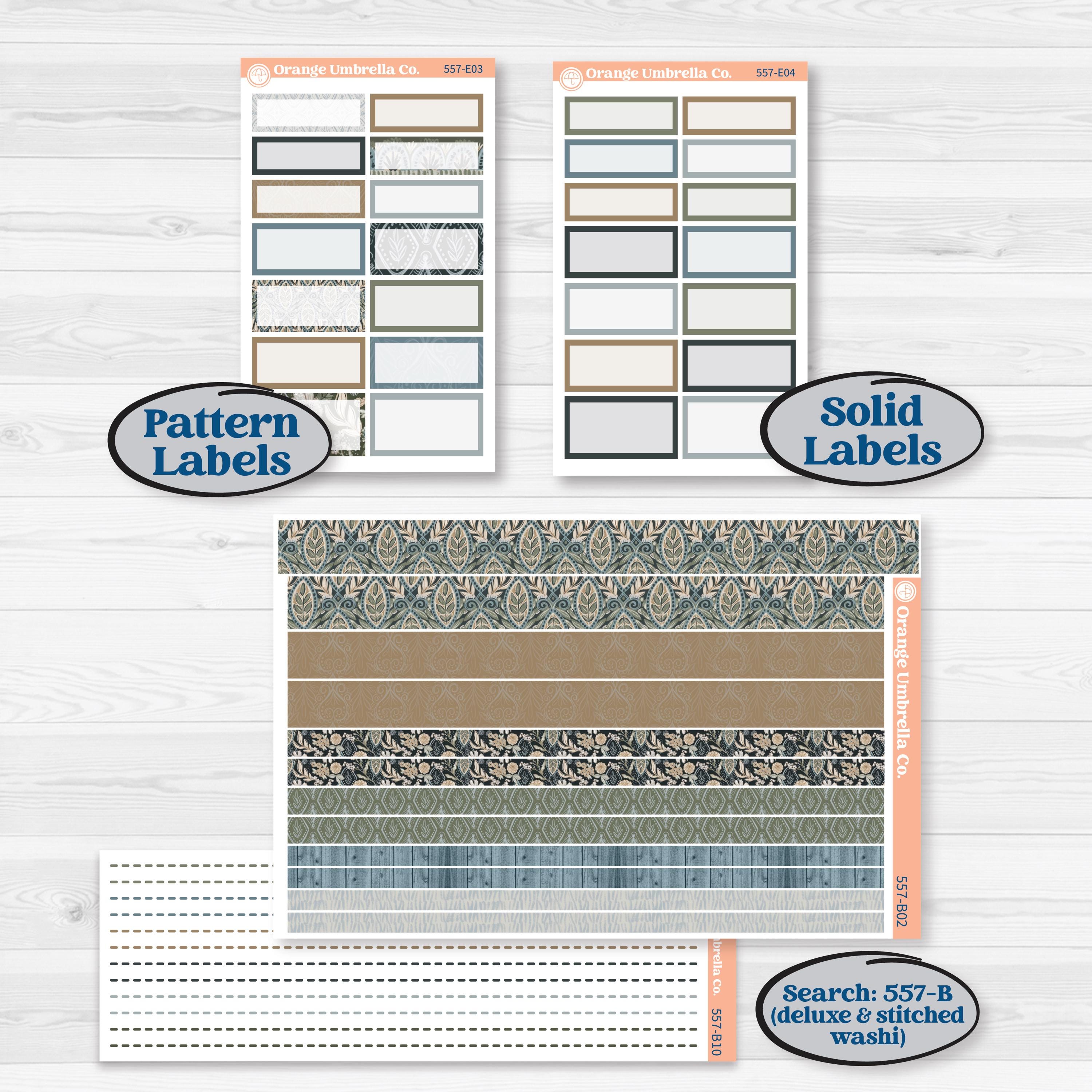 Blue Floral Kit | Hobonichi Cousin Weekly Daily Planner Kit Stickers | Sagebrush & Ice | KIT-557-E