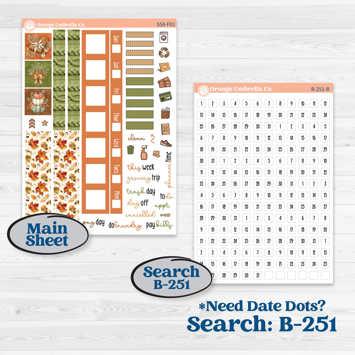 Autumn Sweater Weather Kit | Hobonichi Weeks Weekly Planner Kit Stickers | Soft Sweaters | KIT-558-F