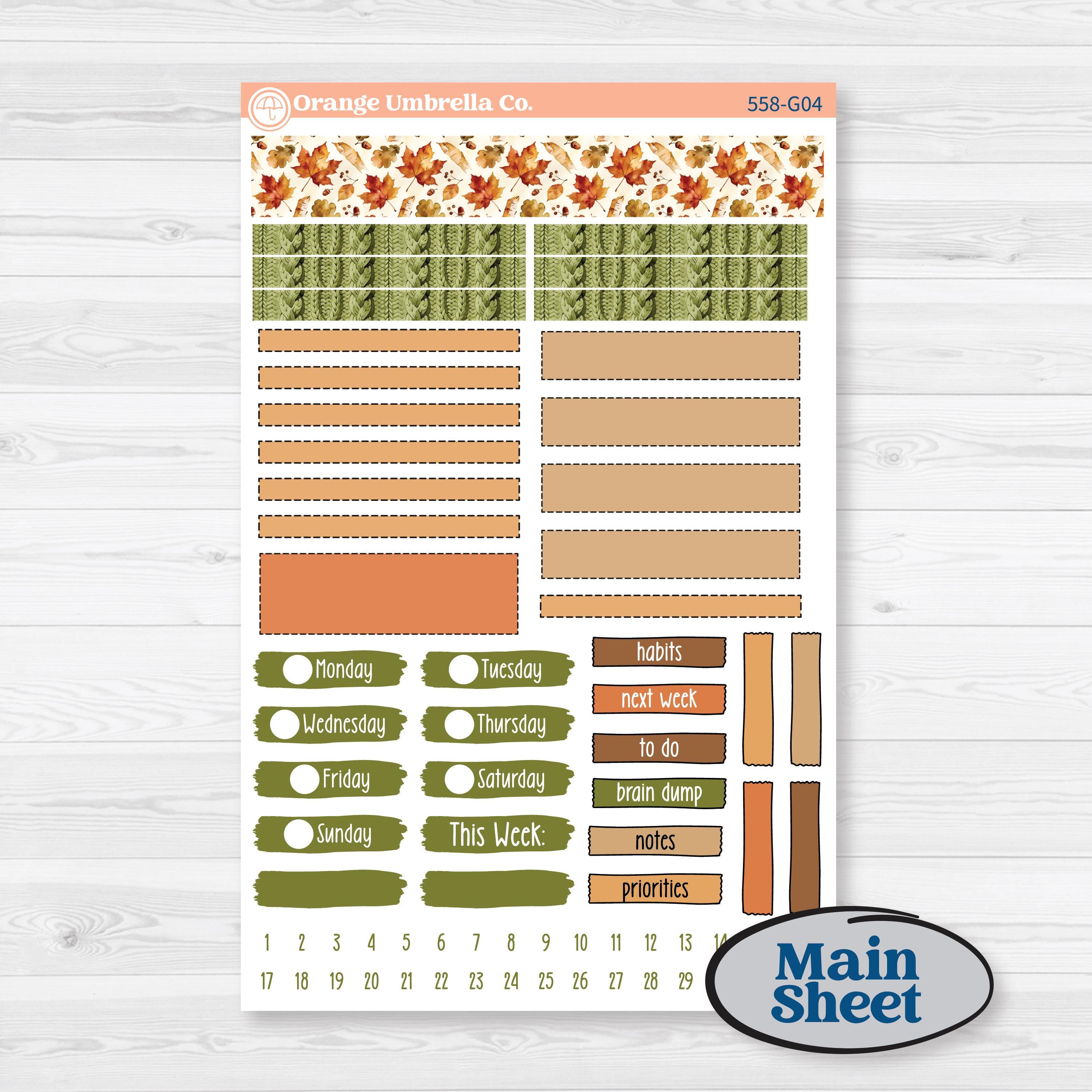 Autumn Sweater Weather Kit | Erin Condren A5 Weekly Dashboard Planner Kit Stickers | Soft Sweaters | KIT-558-G4